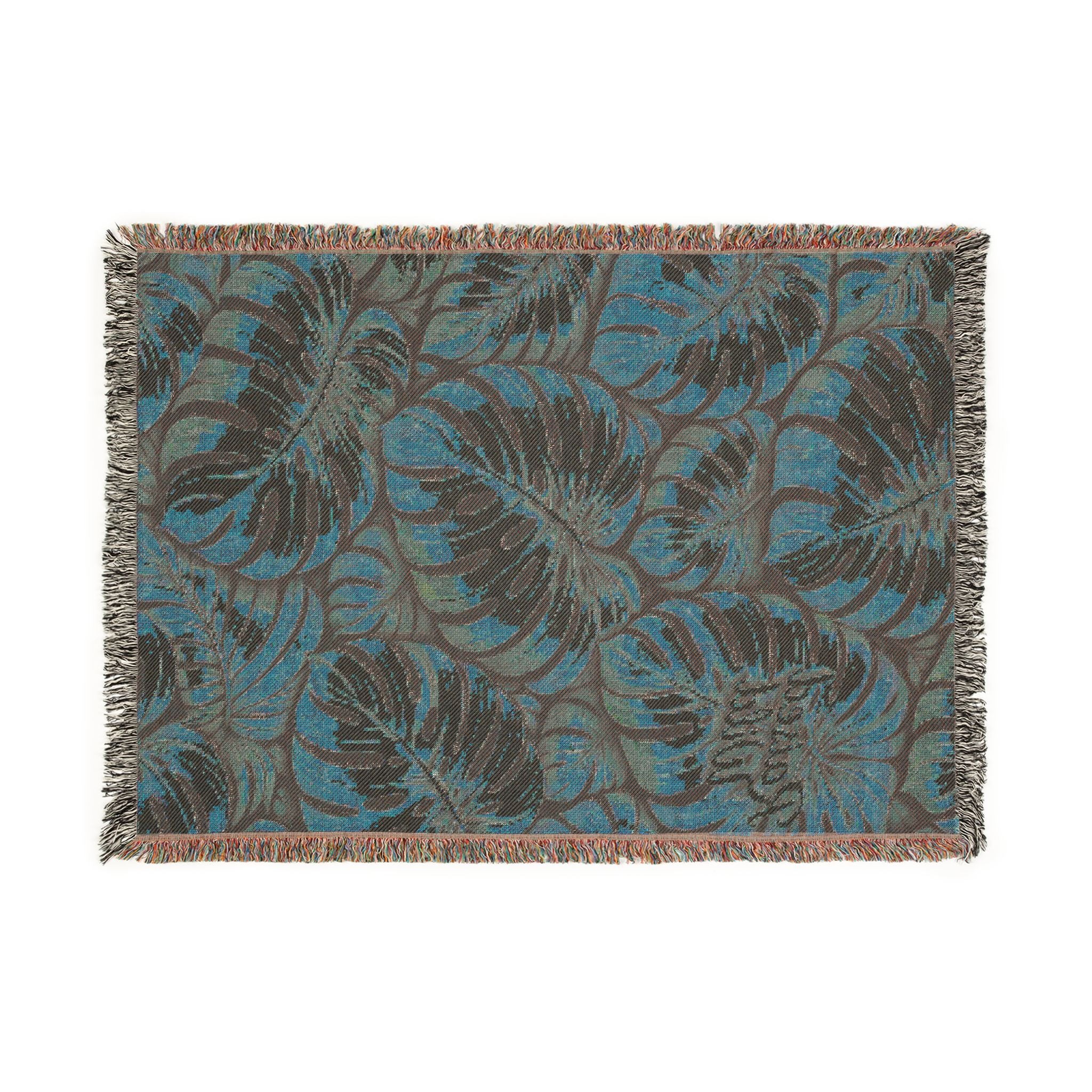 Tropical Monstera Woven Blanket – Boho Leaf Throw for Living Room & Beach
