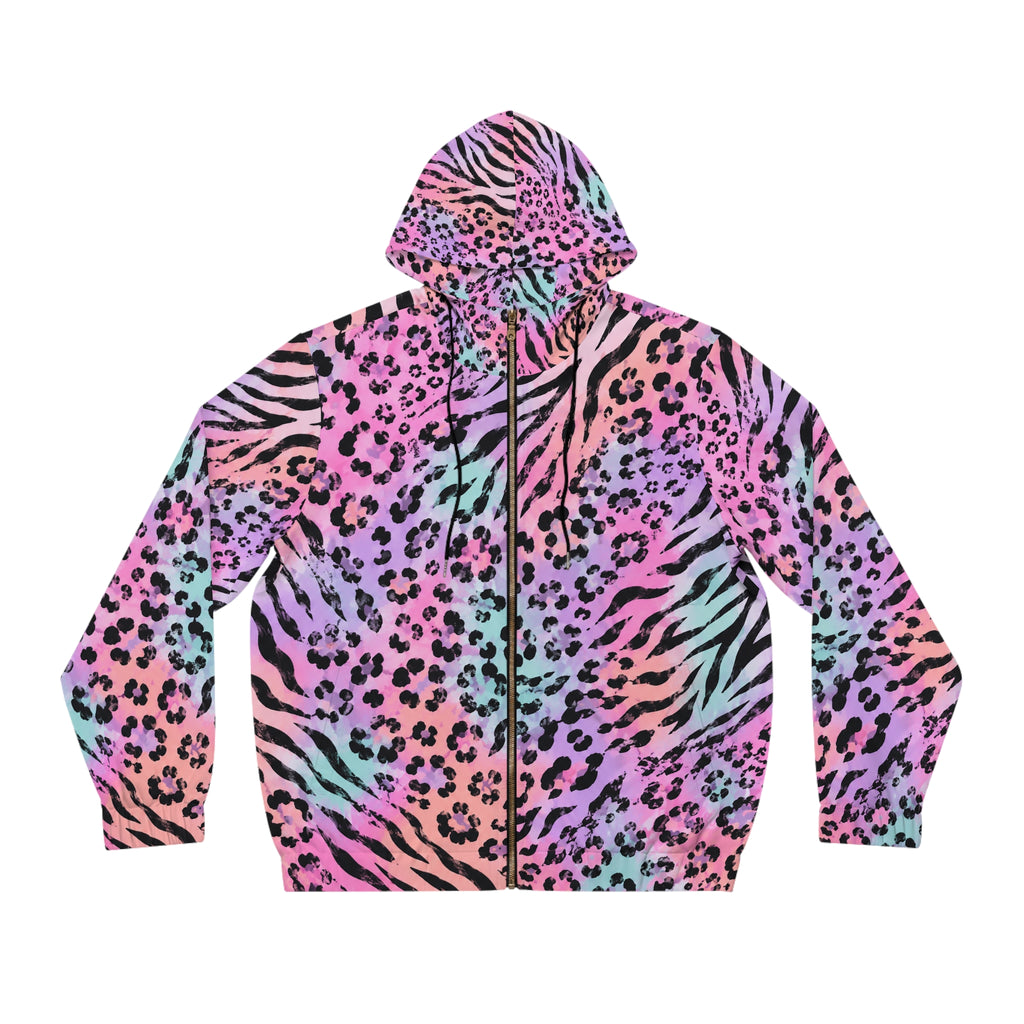 Wild Candy Full-Zip Hoodie — Vibrant All-Over Print