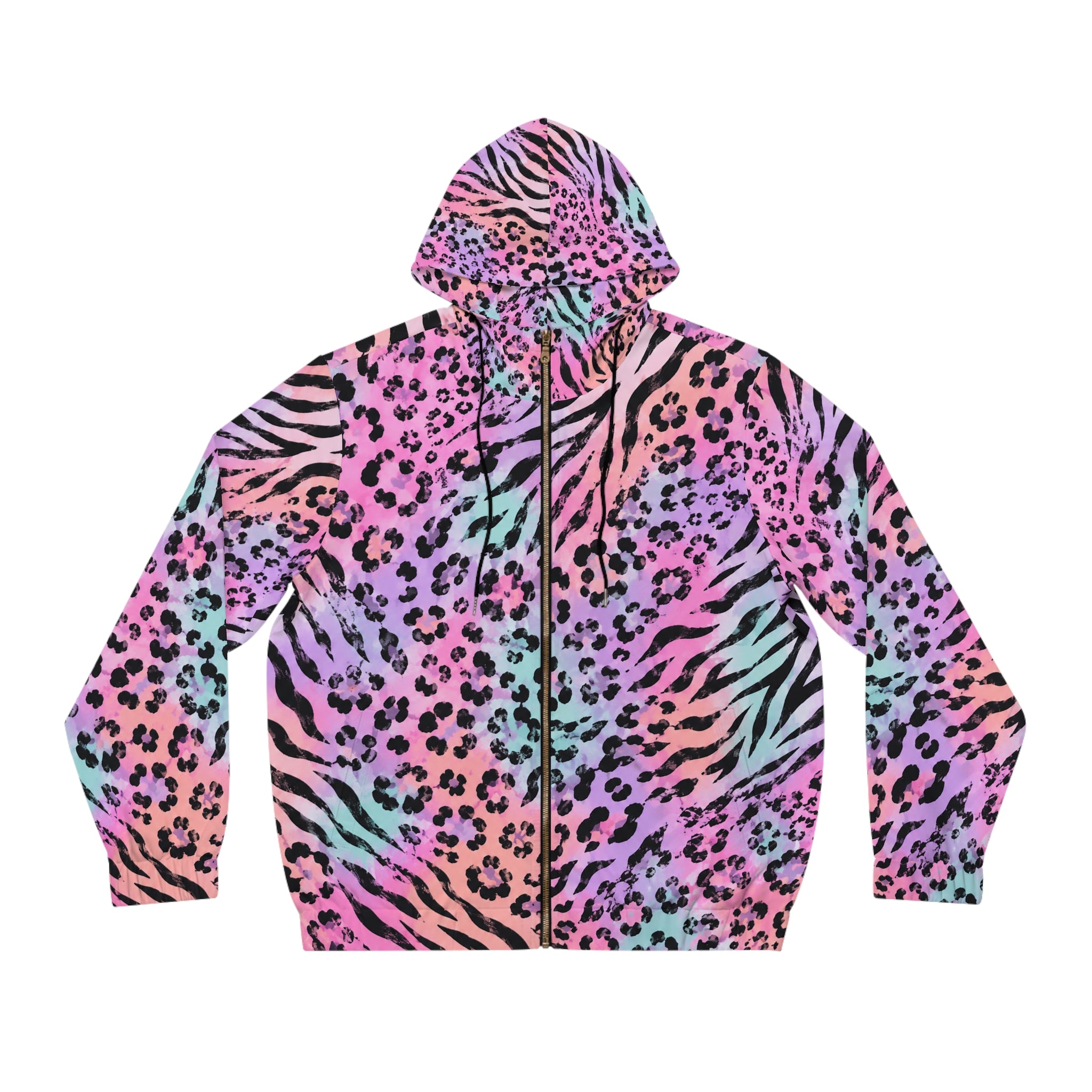 Wild Candy Full-Zip Hoodie — Vibrant All-Over Print