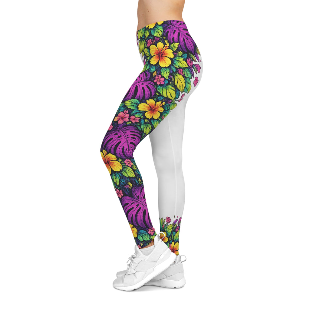 White Tropical Jungle Leggings