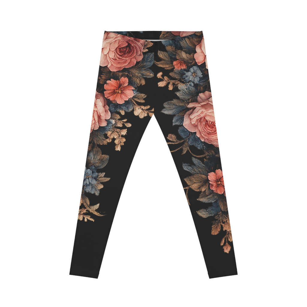 Midnight Bloom Women's Leggings — Romantic Muted Floral All-Over Print