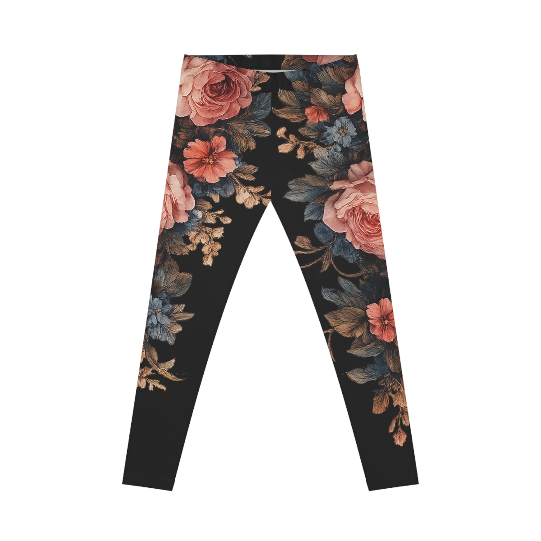 Midnight Bloom Women's Leggings — Romantic Muted Floral All-Over Print