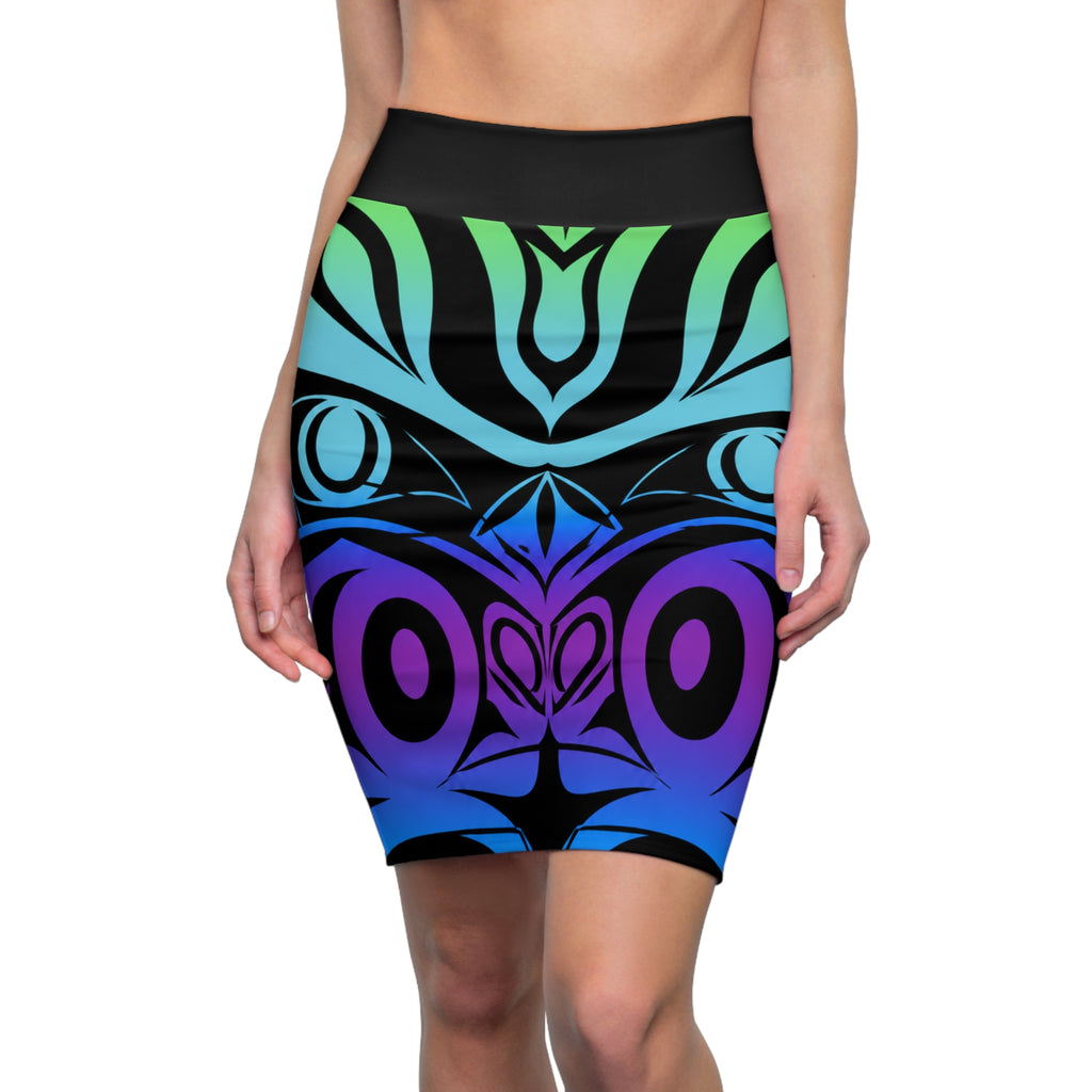 Indigenous Bright Print Pencil Skirt — Sexy All-Over Design