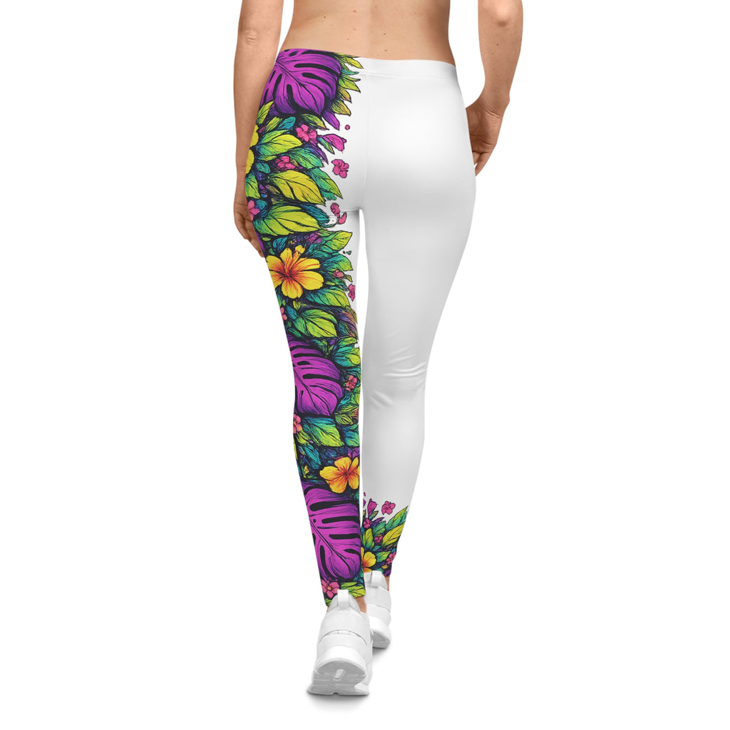 White Tropical Jungle Leggings