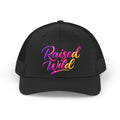 Raised Wild Trucker Hat — Retro Script Mesh Baseball Cap