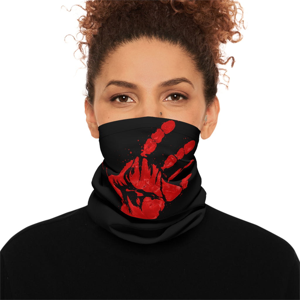 Red Hand Print Activism Neck Gaiter — MMIWG2S Statement Face Covering
