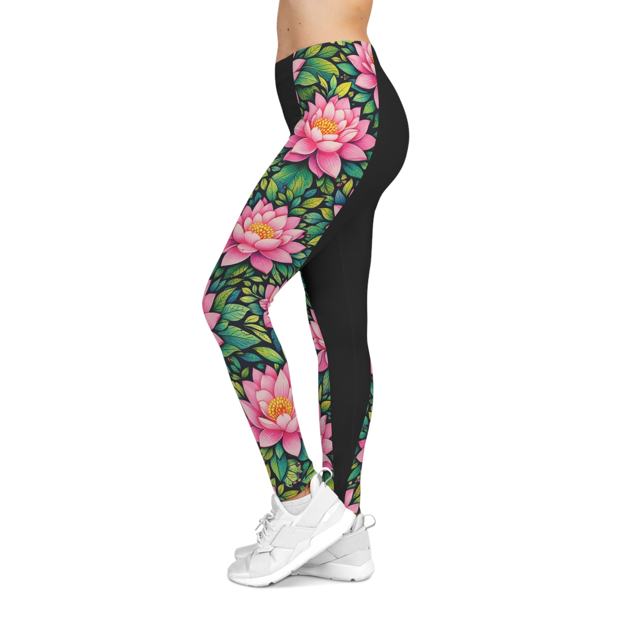 Lotus Flow Women's Casual Leggings — Floral Yoga Leggings