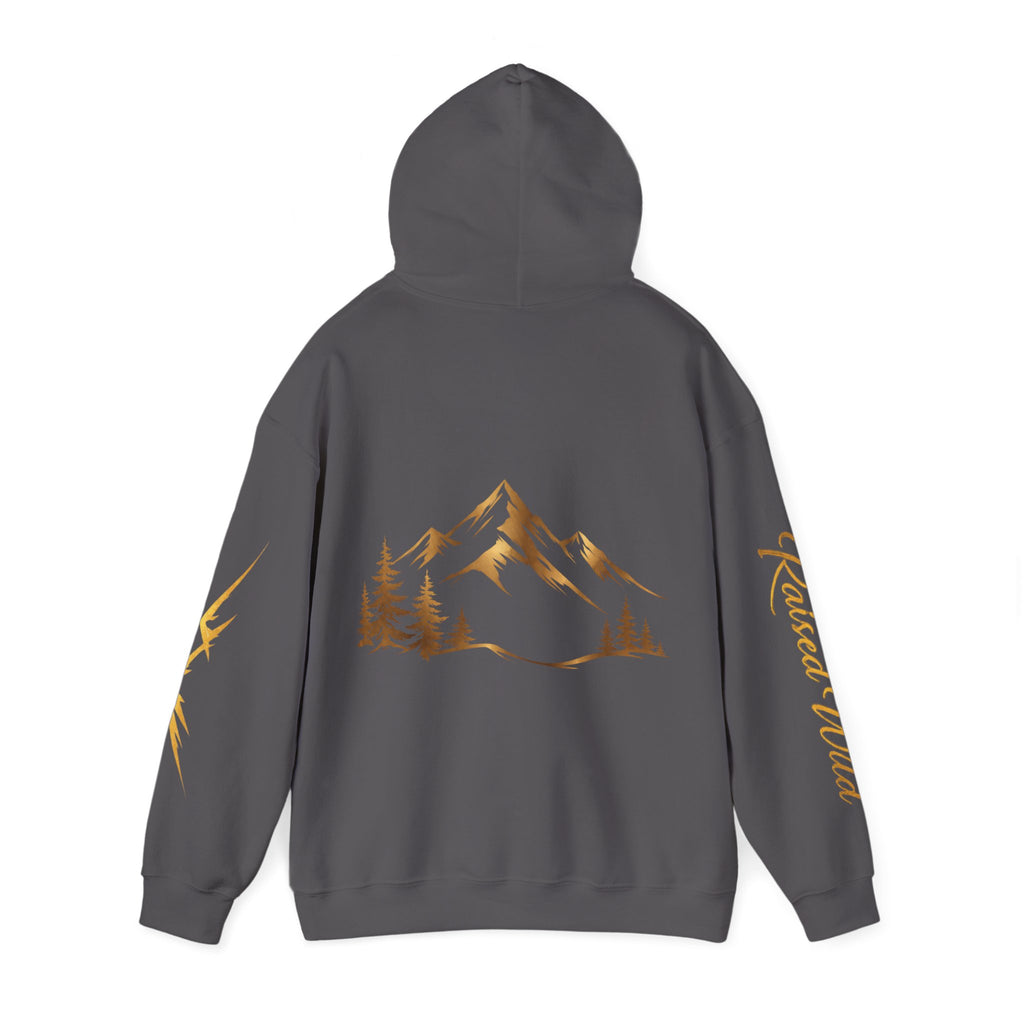 Golden Mountain Floral Hoodie — Nature-Inspired Adventure Pullover