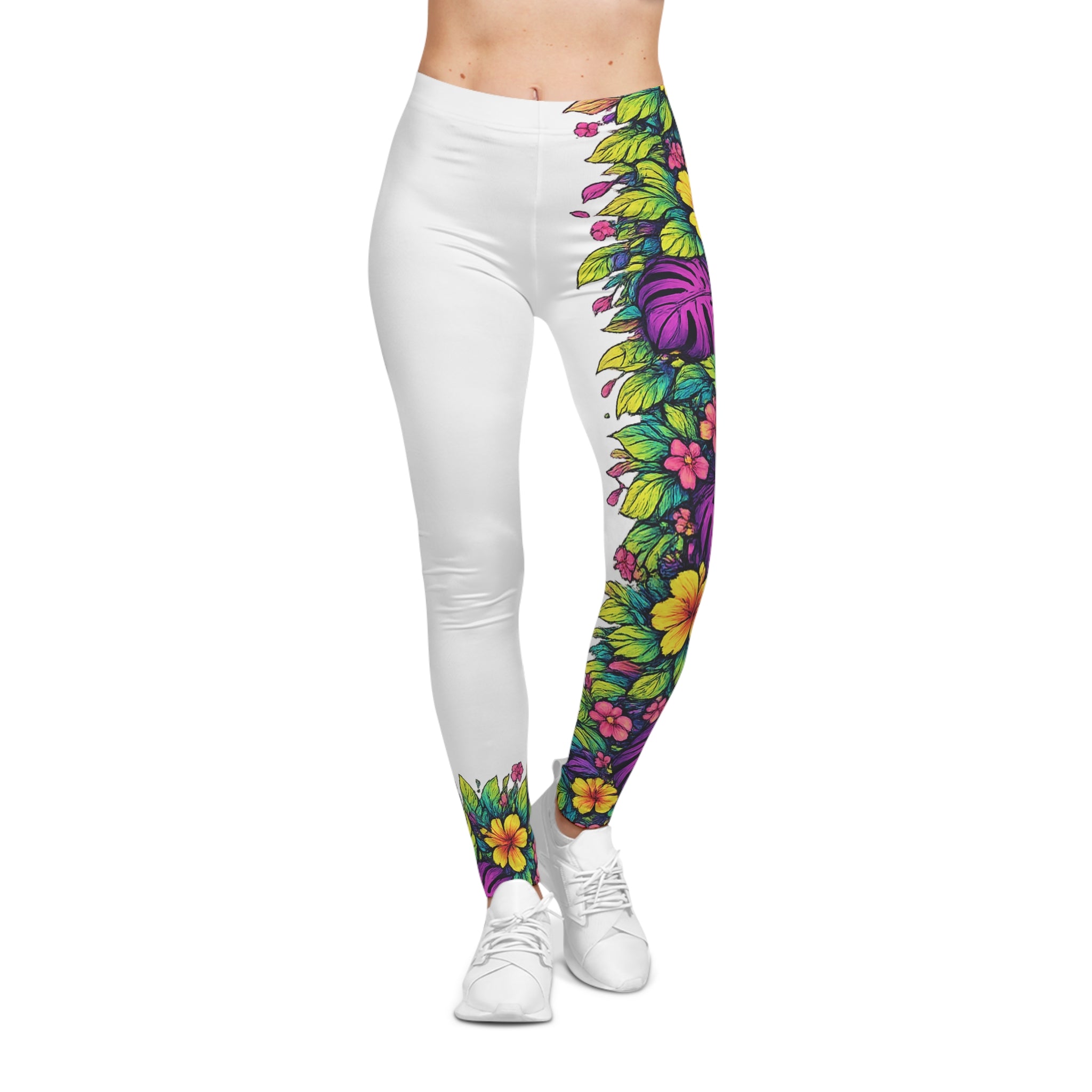 White Tropical Jungle Leggings