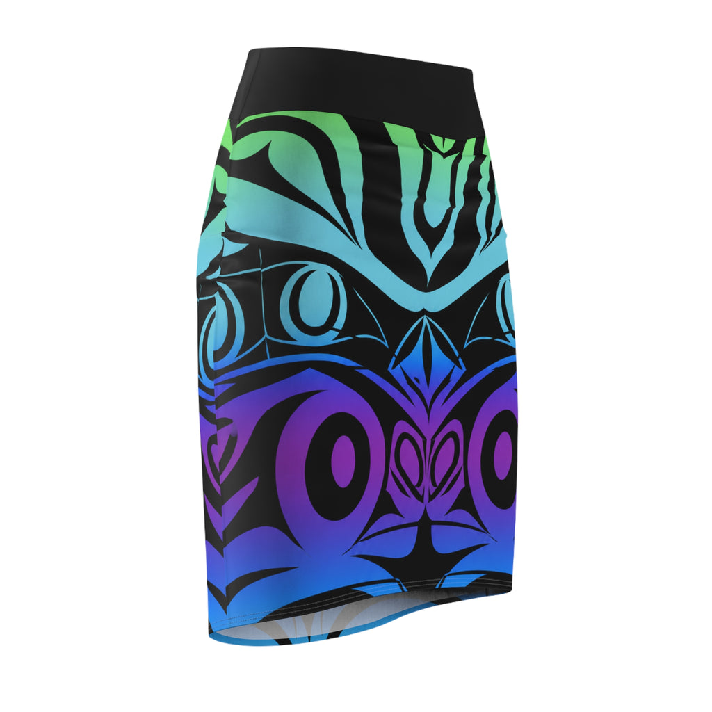 Indigenous Bright Print Pencil Skirt — Sexy All-Over Design