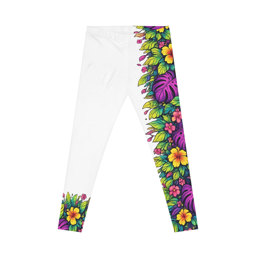 White Tropical Jungle Leggings