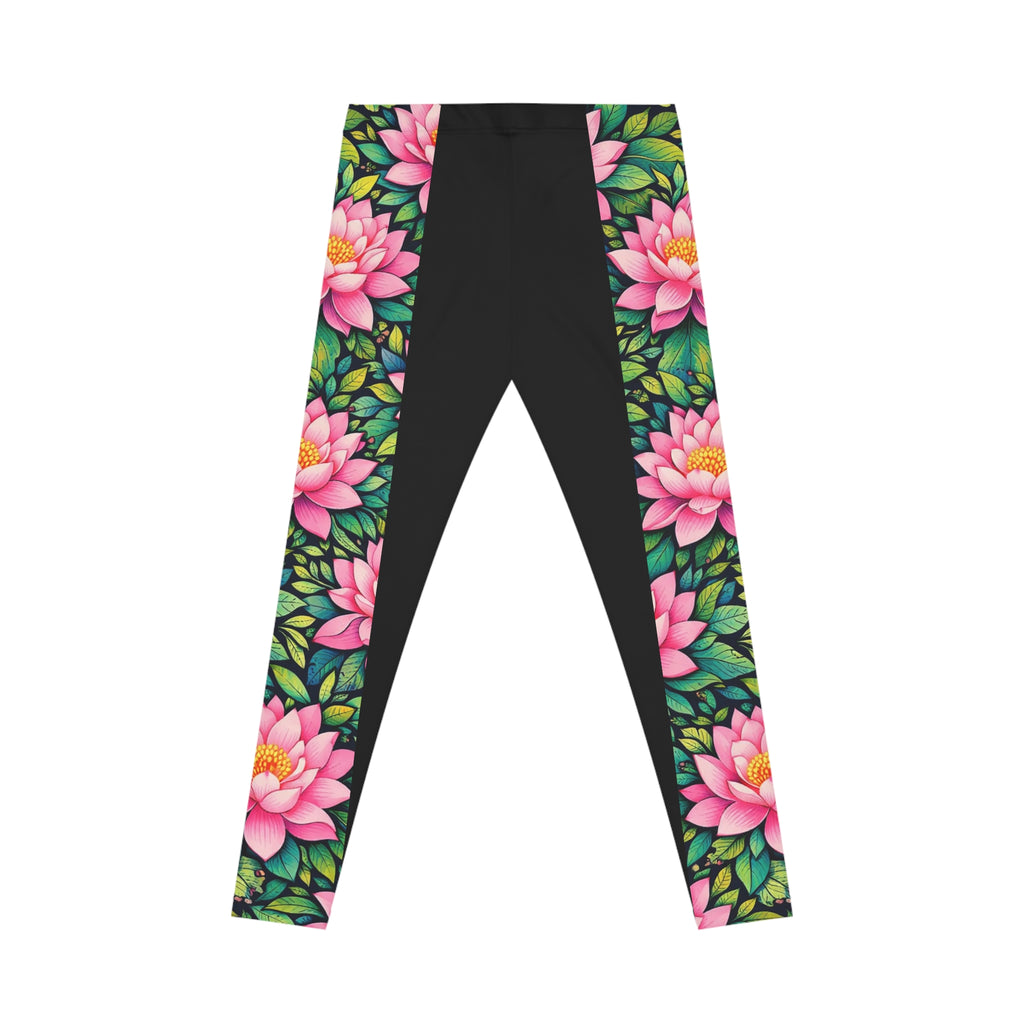Lotus Flow Women's Casual Leggings — Floral Yoga Leggings