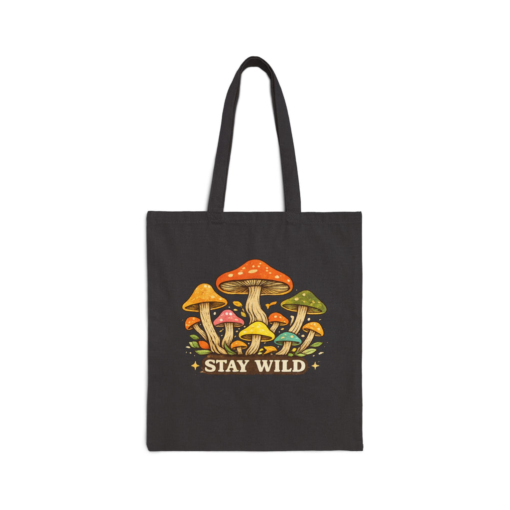 Stay Wild Mushroom Cotton Canvas Tote Bag — Multi-Use Market & Beach Bag
