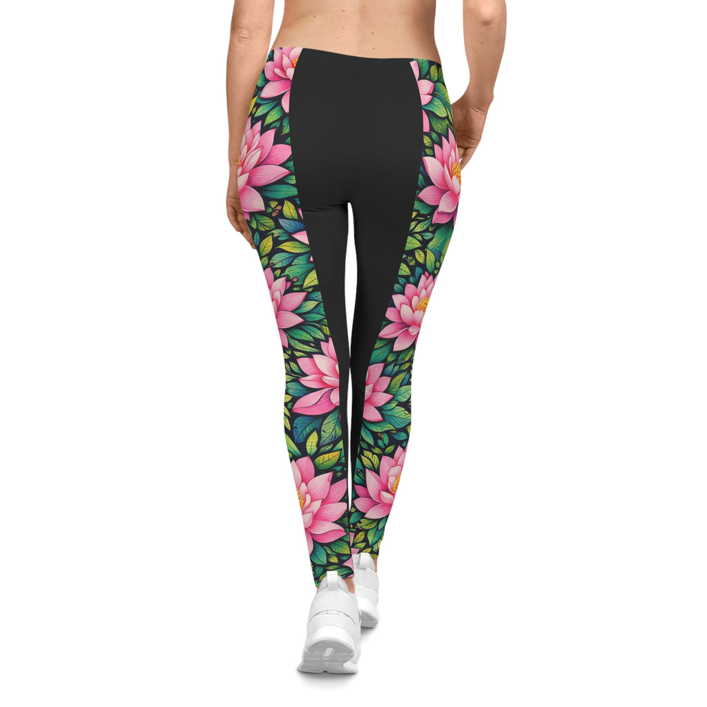 Lotus Flow Women's Casual Leggings — Floral Yoga Leggings