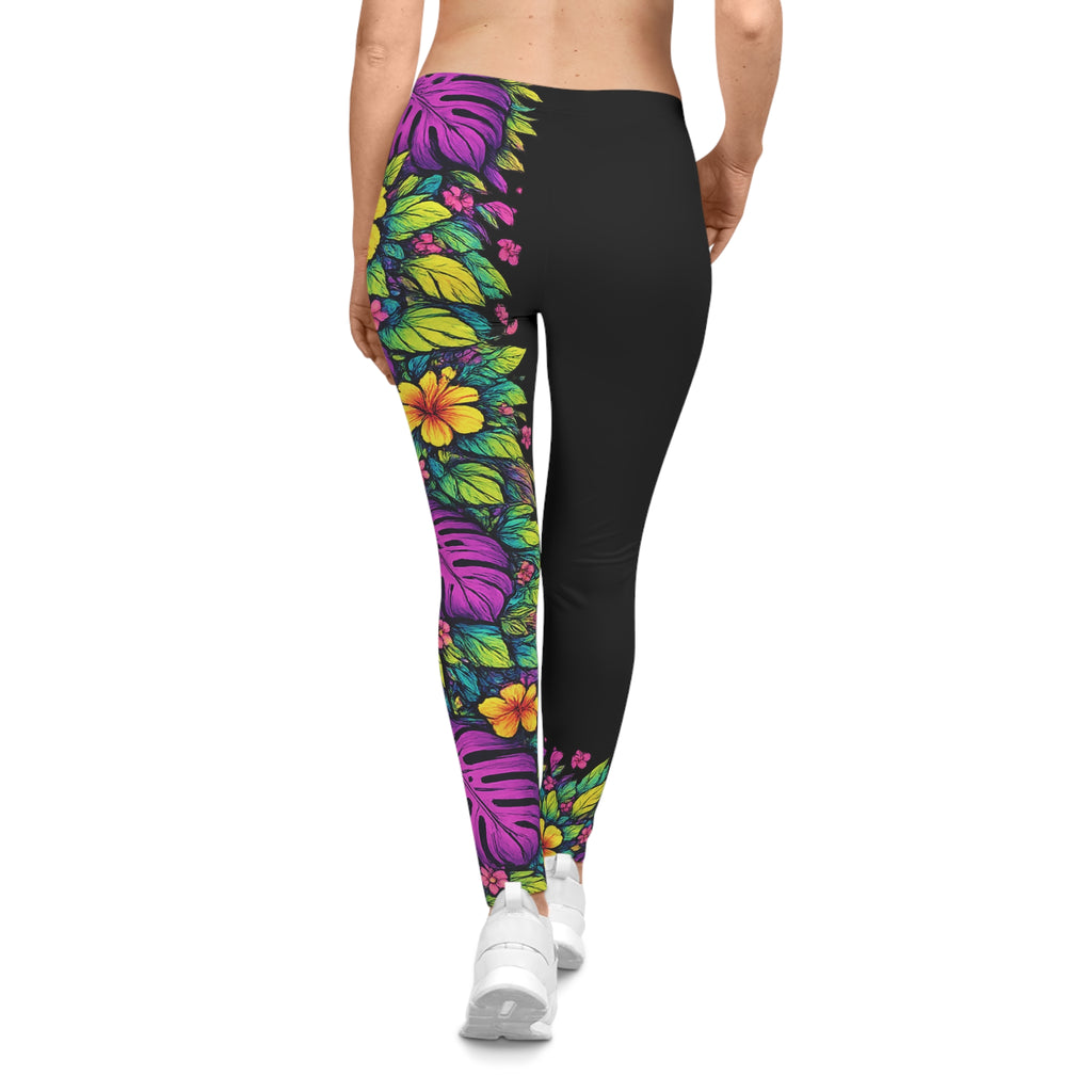 Black Tropical Jungle Leggings