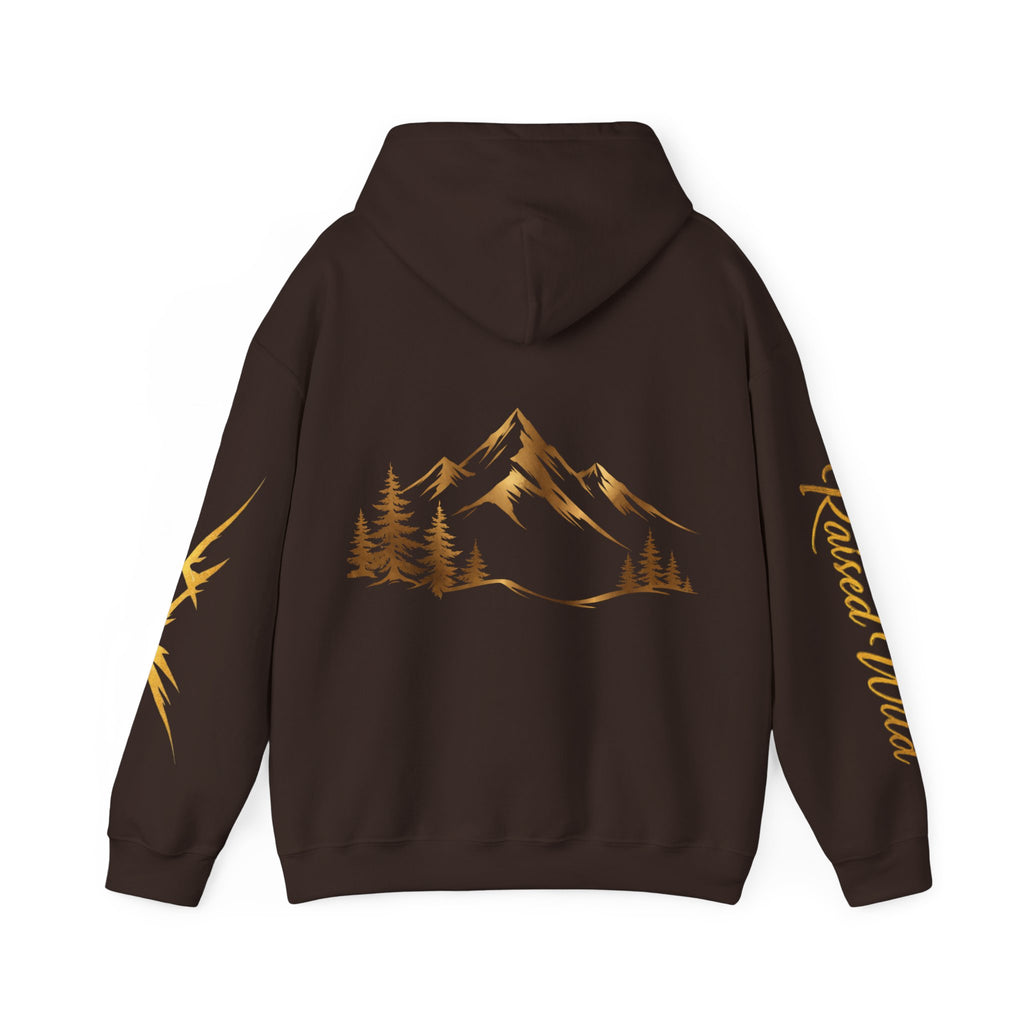 Golden Mountain Floral Hoodie — Nature-Inspired Adventure Pullover