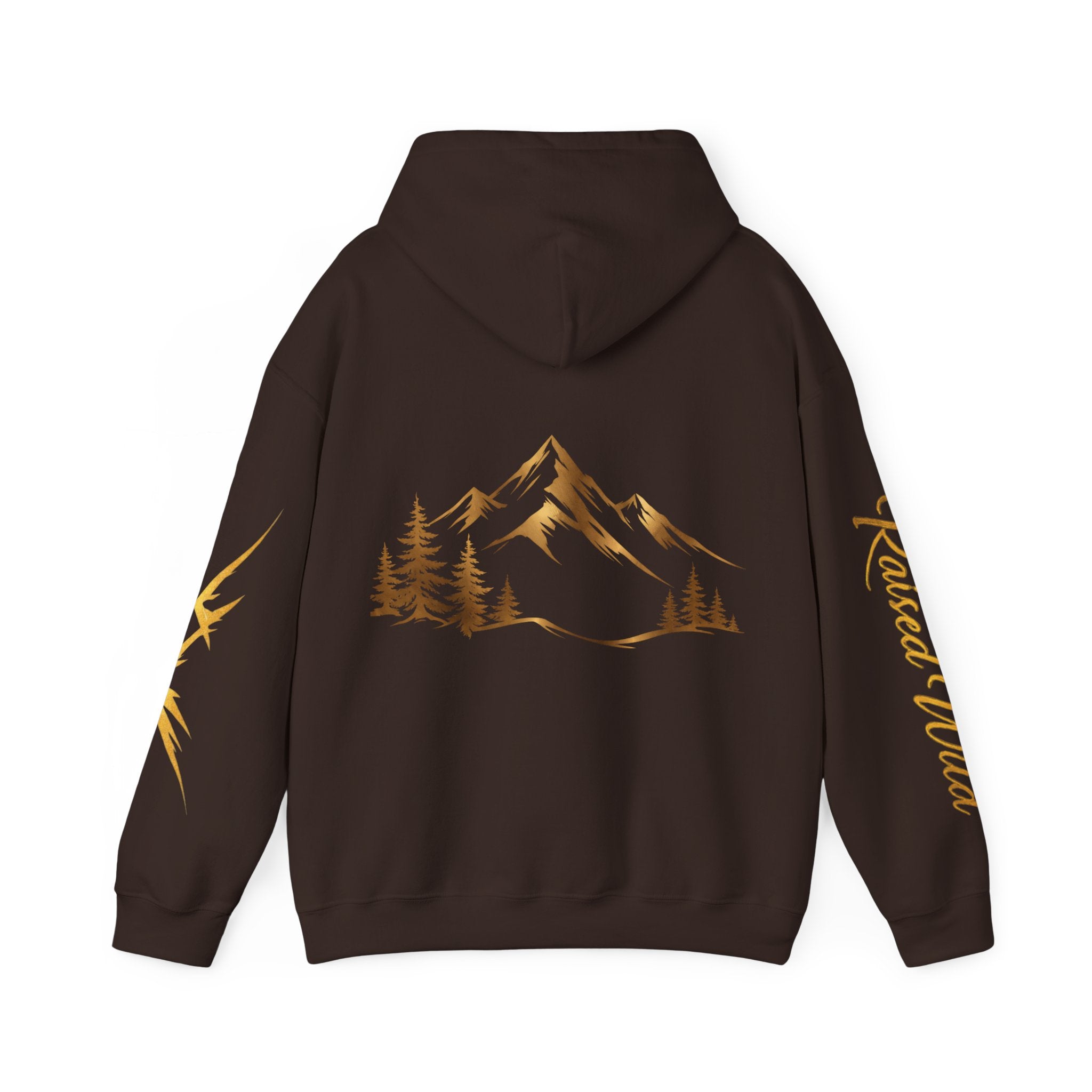 Golden Mountain Floral Hoodie — Nature-Inspired Adventure Pullover