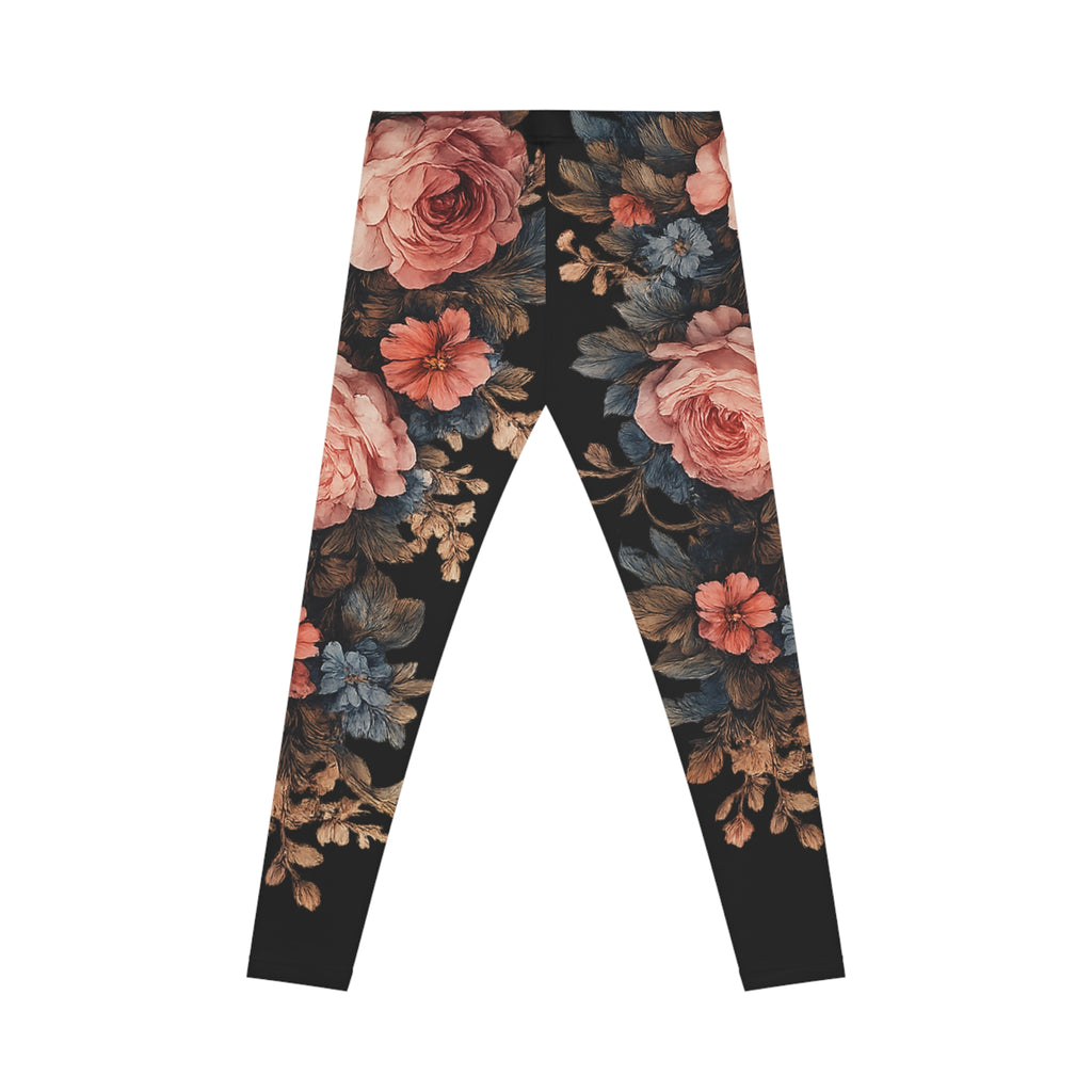 Midnight Bloom Women's Leggings — Romantic Muted Floral All-Over Print