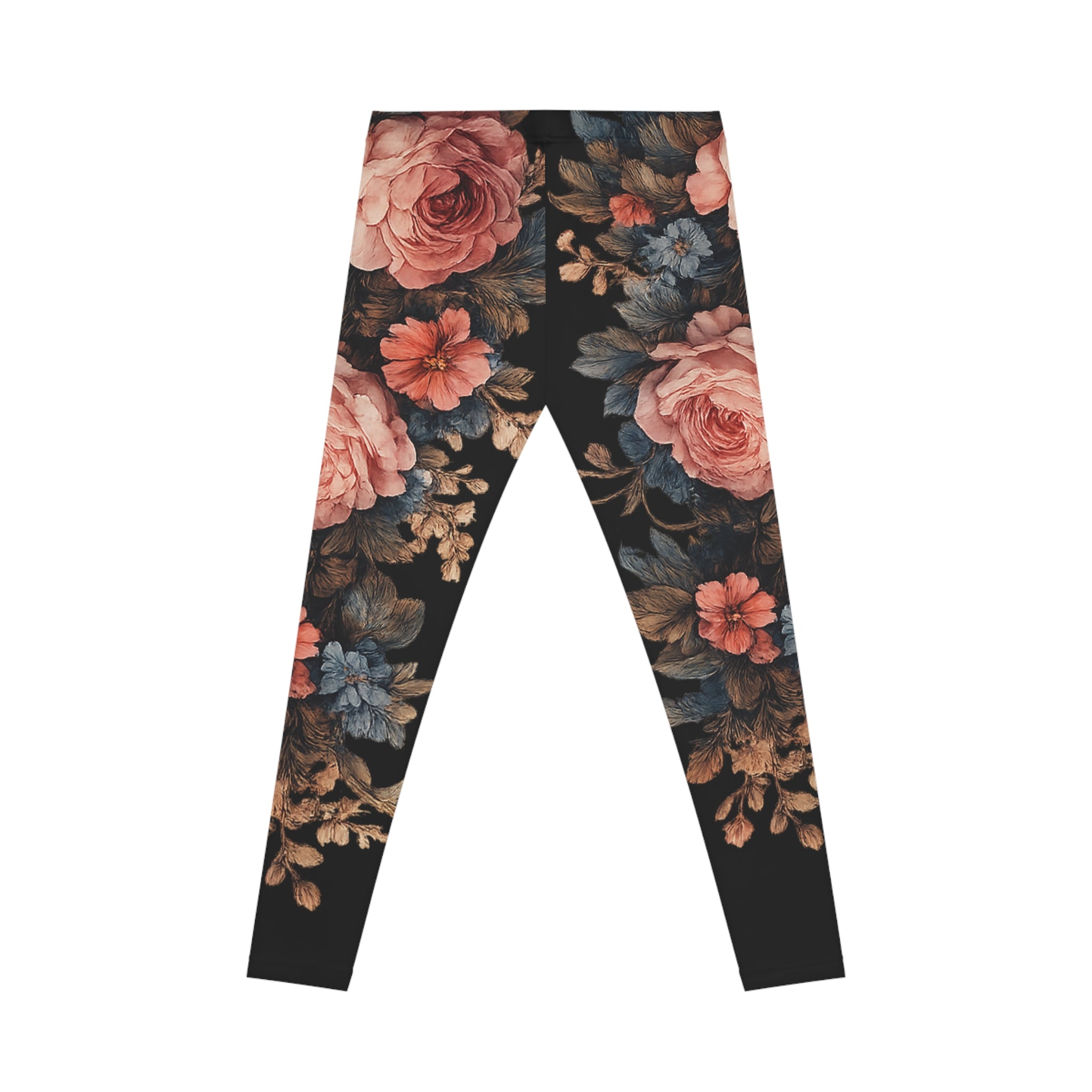 Midnight Bloom Women's Leggings — Romantic Muted Floral All-Over Print