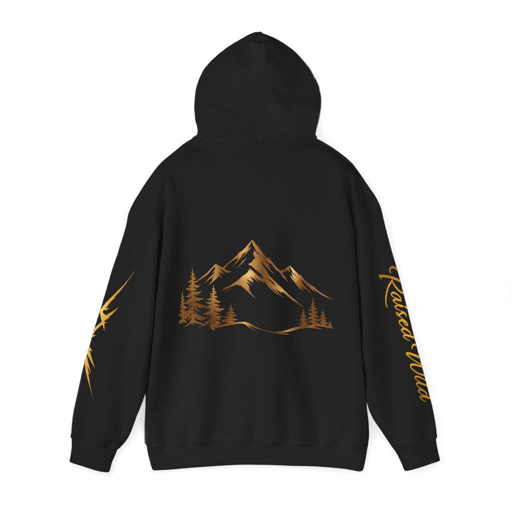 Golden Mountain Floral Hoodie — Nature-Inspired Adventure Pullover