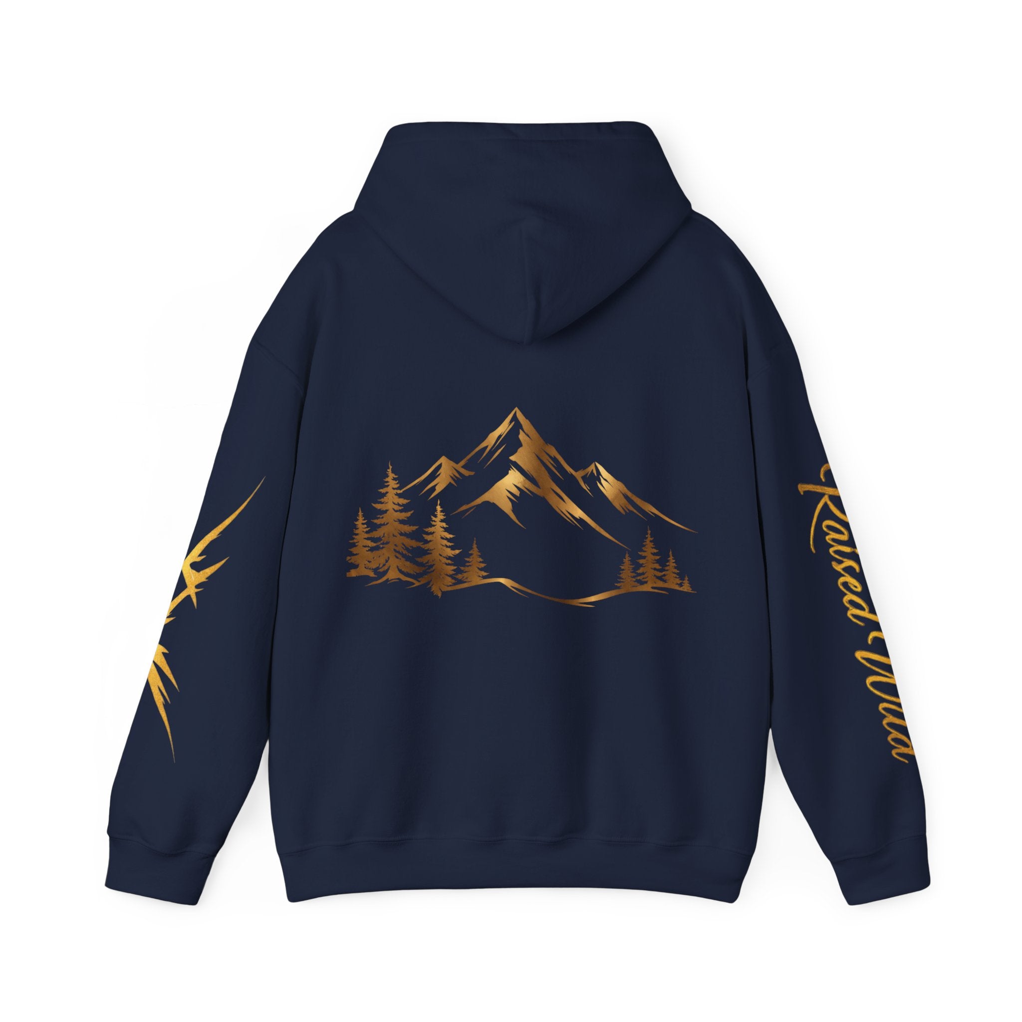 Golden Mountain Floral Hoodie — Nature-Inspired Adventure Pullover