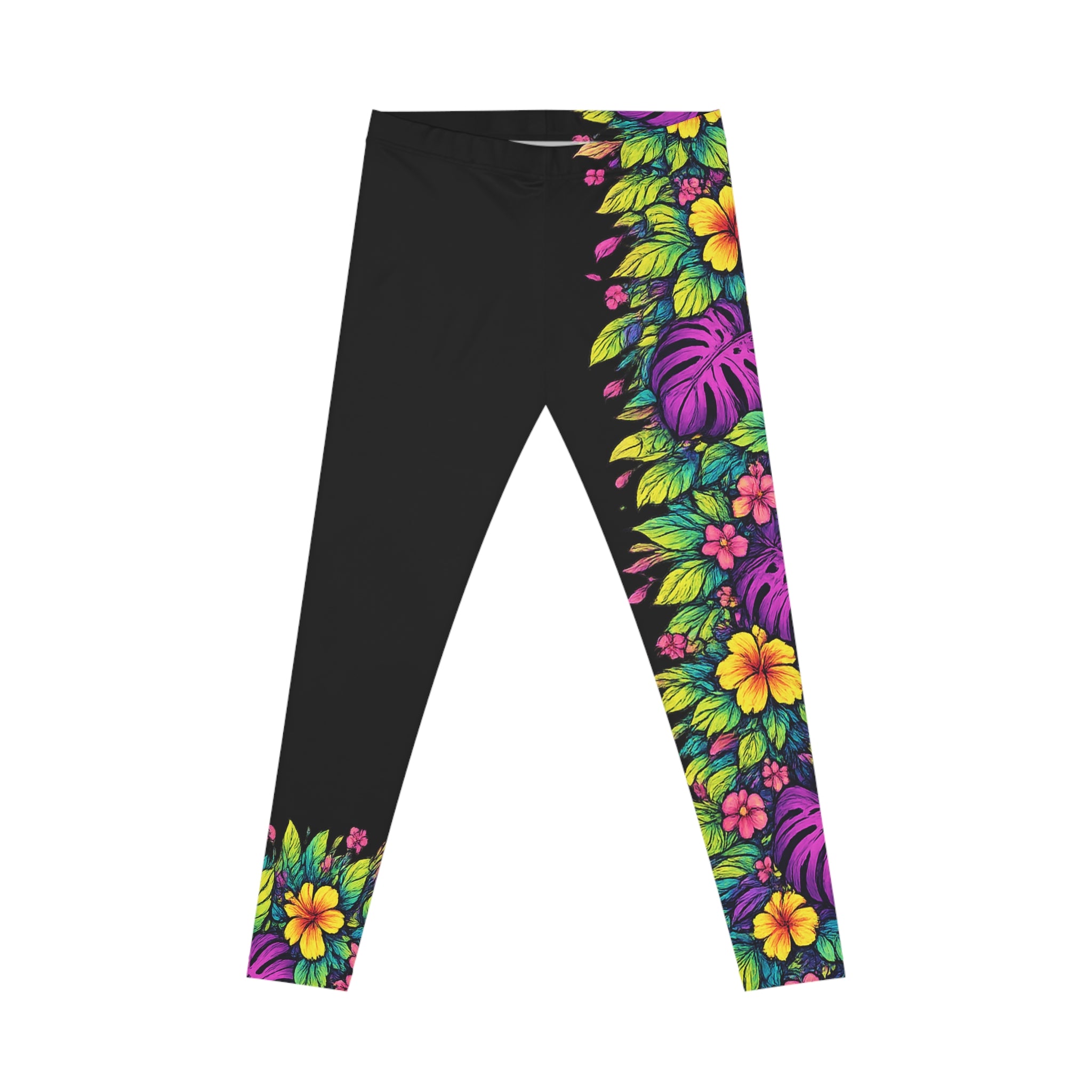 Black Tropical Jungle Leggings