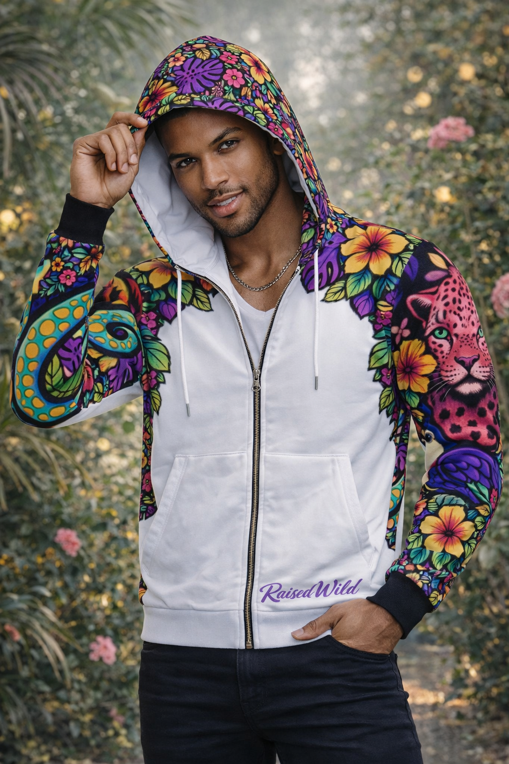 Tropical Jungle Full-Zip Hoodie — Unisex Tropical Jungle Design