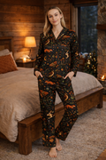 Women's Satin Pajama Set — Celestial Moth & Fox Printed Loungewear