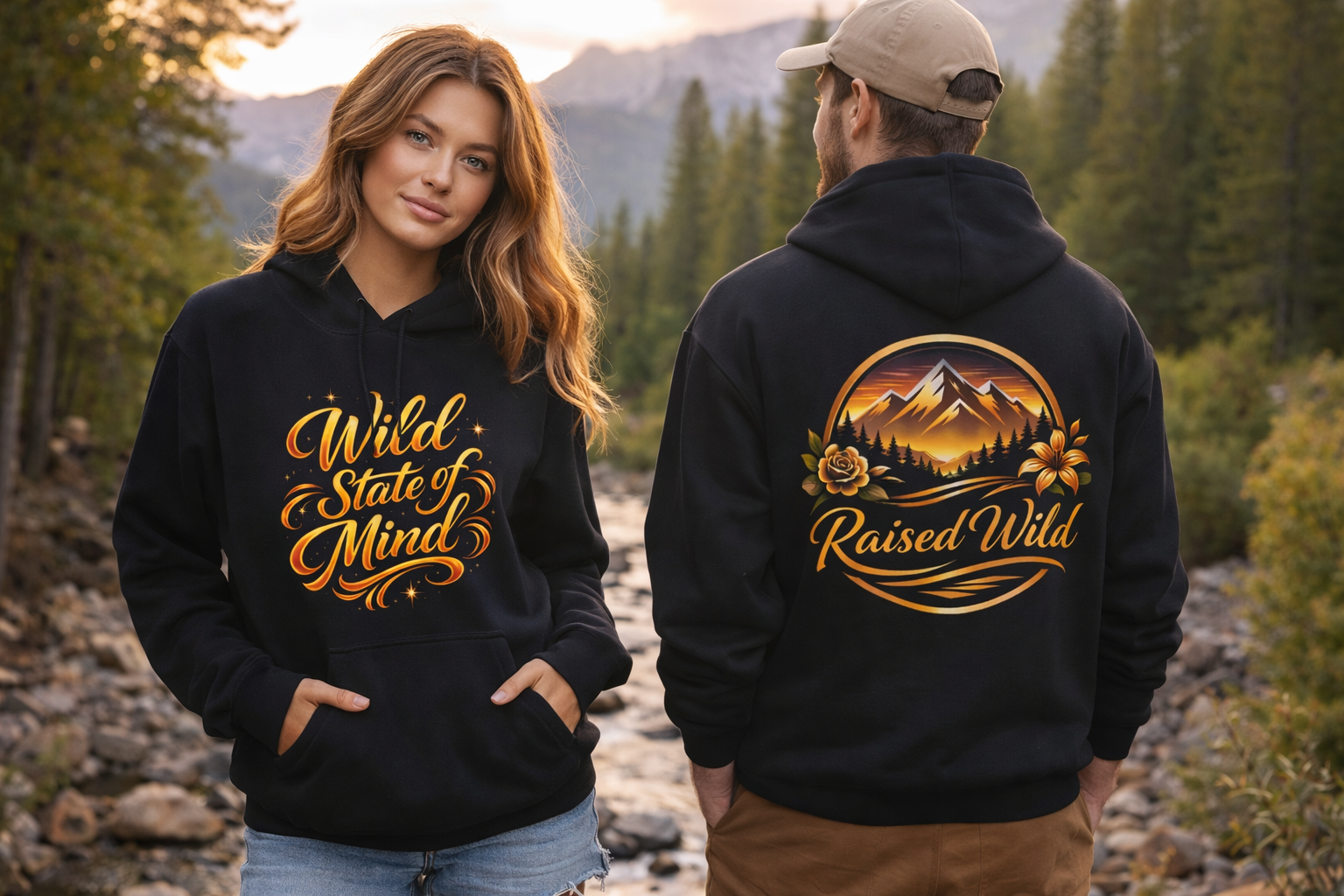 Raised Wild Hoodie — 'Wild State of Mind' Mountain Graphic Hooded Sweatshirt