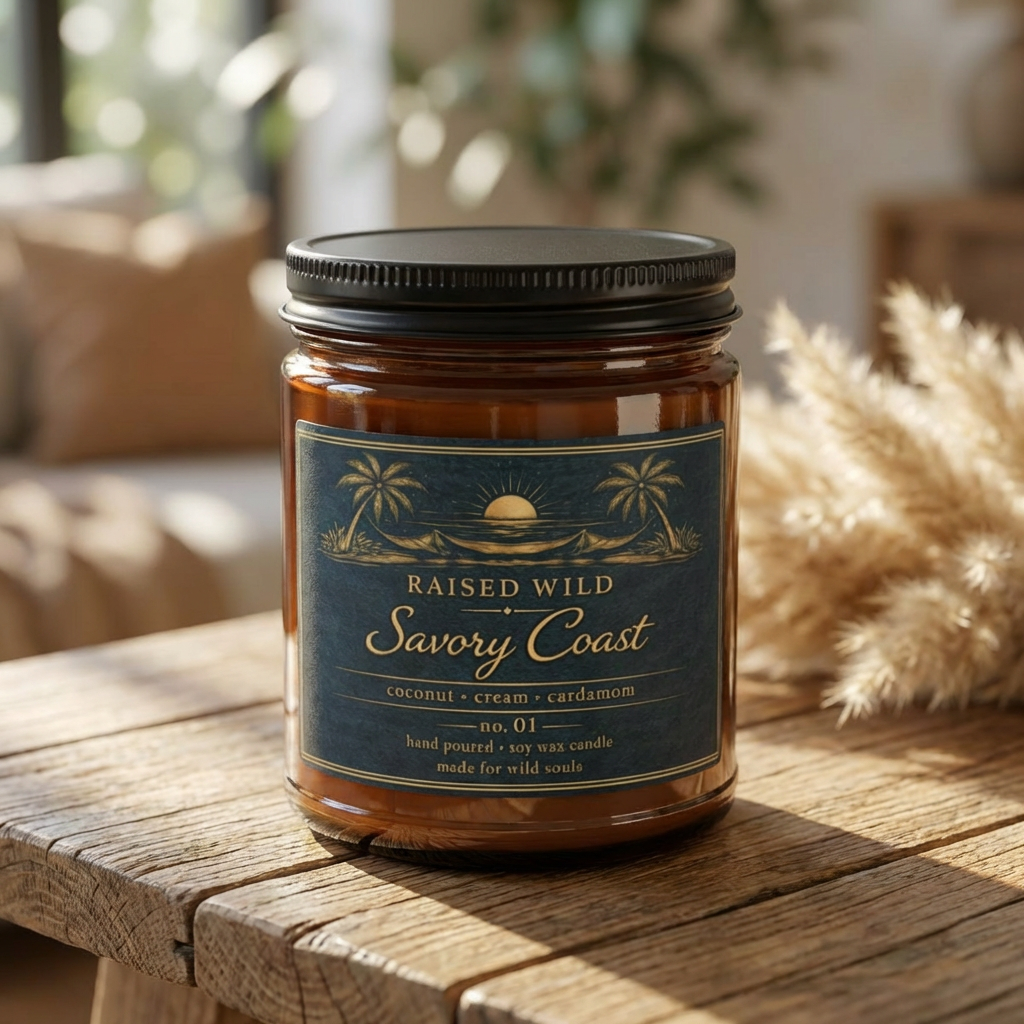 Savoury Coast- Coconut Cream & Cardamom Scented Soy Candle — 9oz