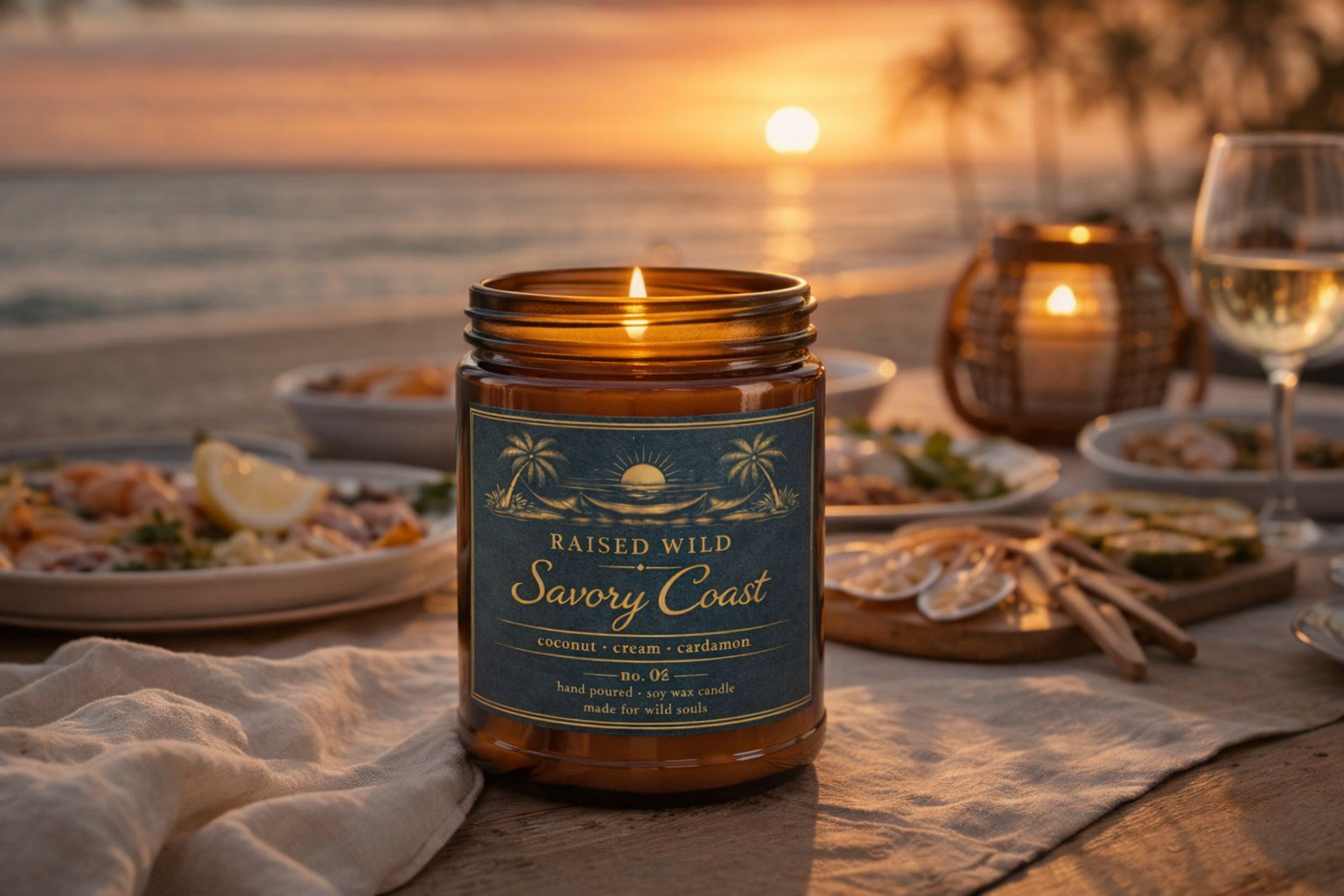 Savoury Coast- Coconut Cream & Cardamom Scented Soy Candle — 9oz