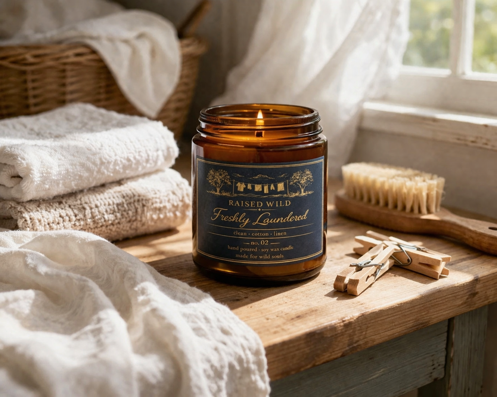 Freshly Laundered - Clean Cotton Scented Soy Candle —  (9 oz)