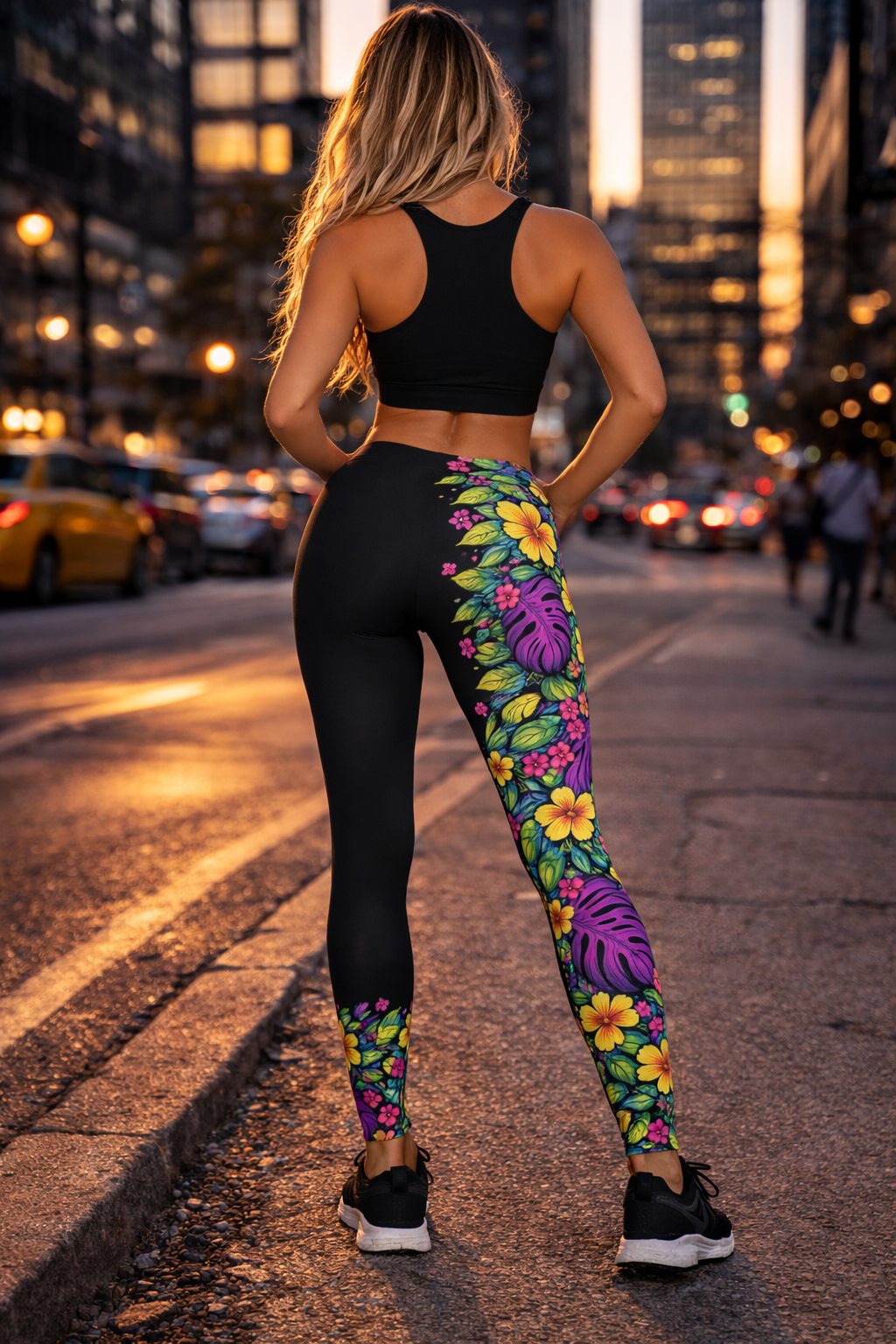 Black Tropical Jungle Leggings