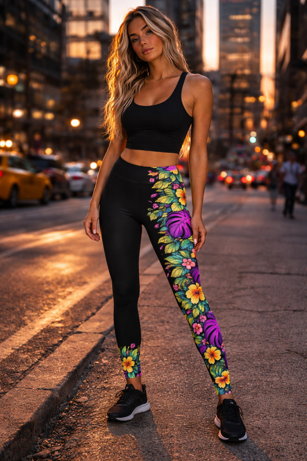 Black Tropical Jungle Leggings