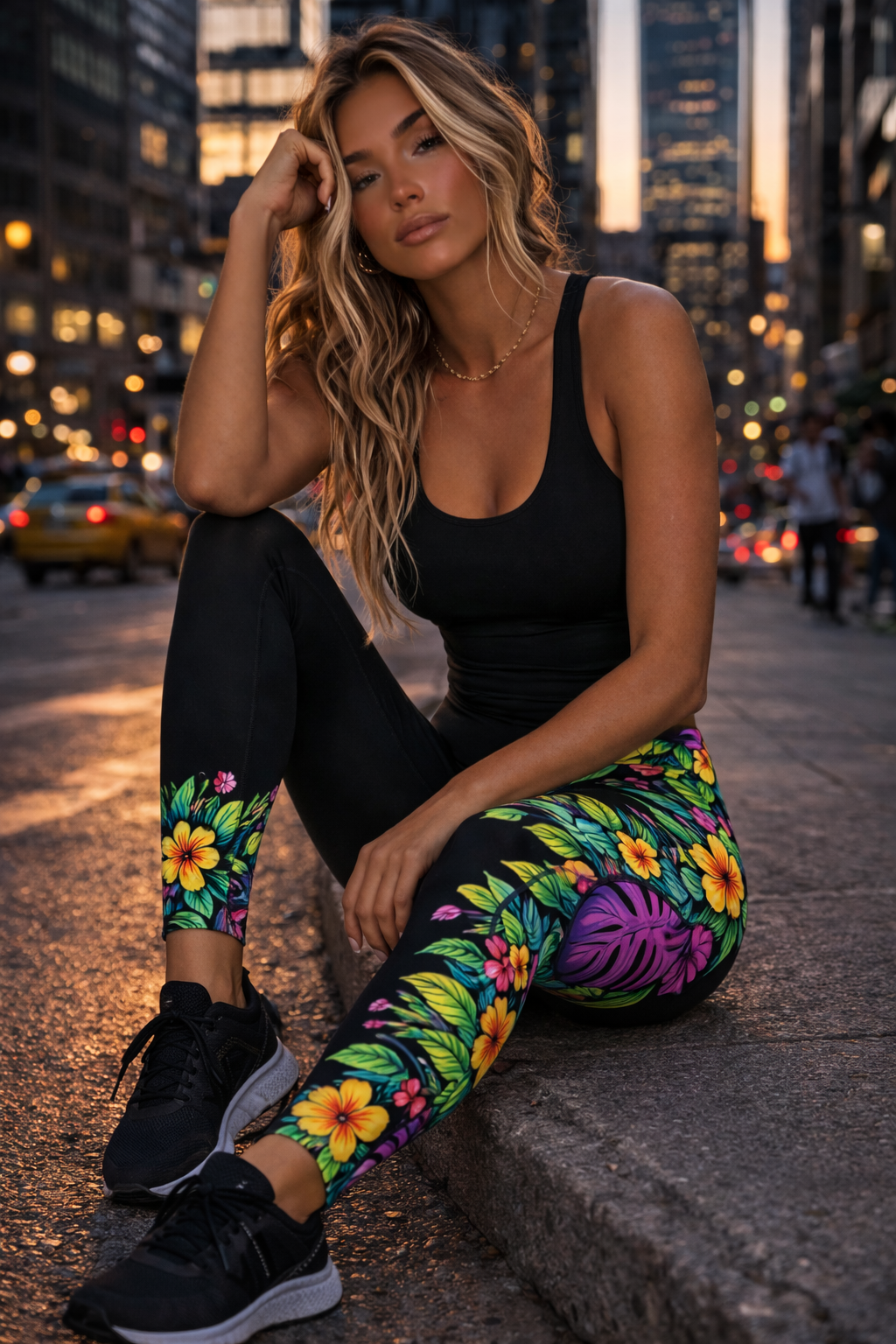 Black Tropical Jungle Leggings