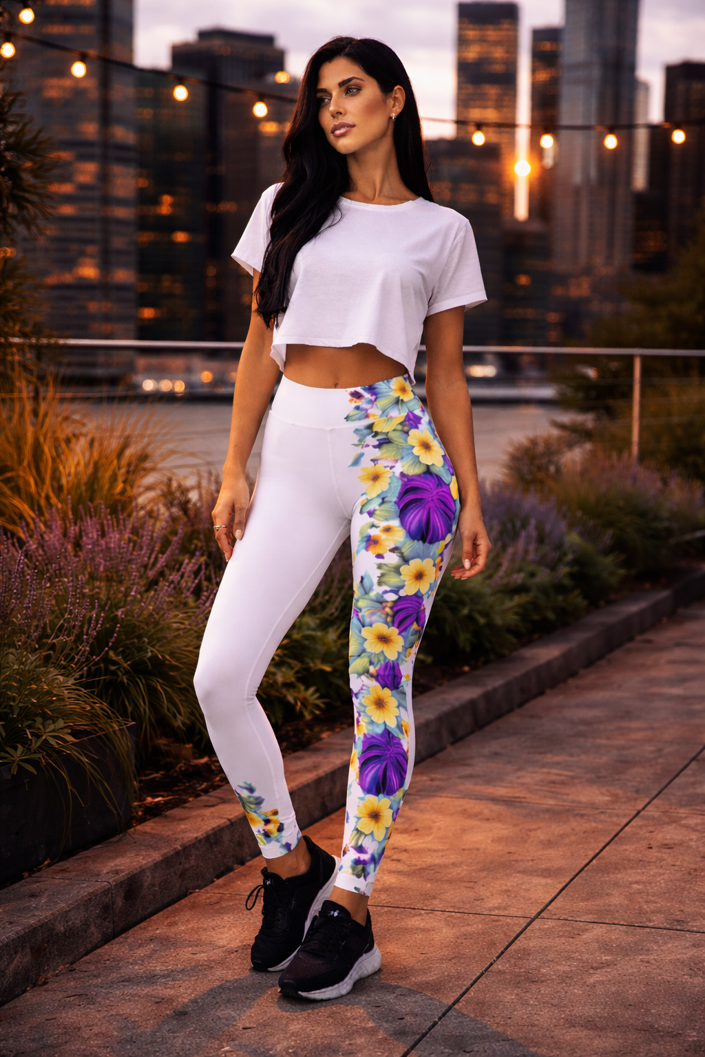 White Tropical Jungle Leggings