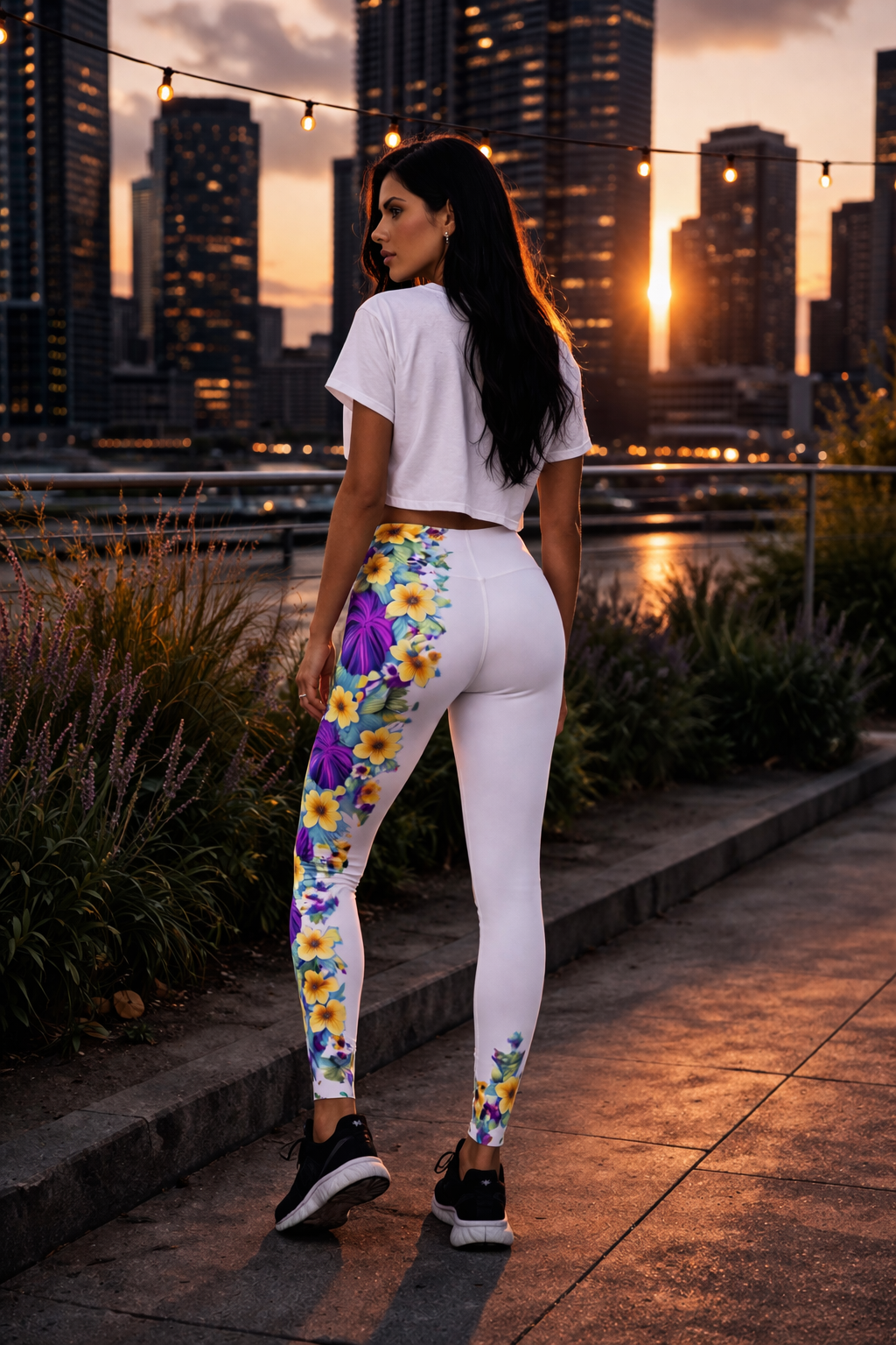 White Tropical Jungle Leggings