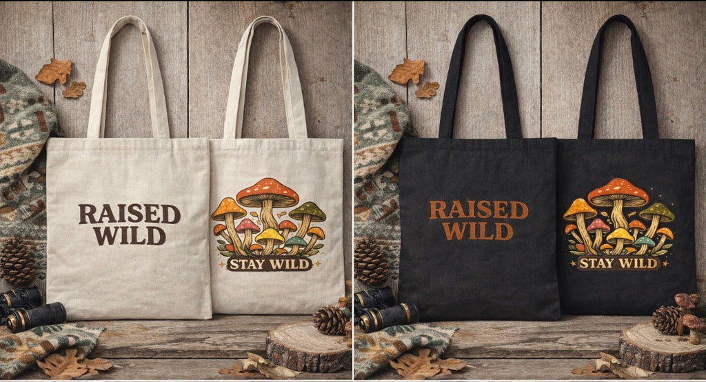 Stay Wild Mushroom Cotton Canvas Tote Bag — Multi-Use Market & Beach Bag