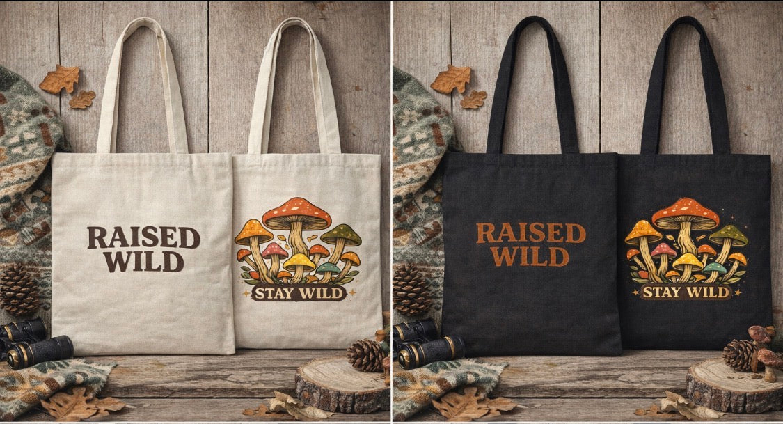 Stay Wild Mushroom Cotton Canvas Tote Bag — Multi-Use Market & Beach Bag