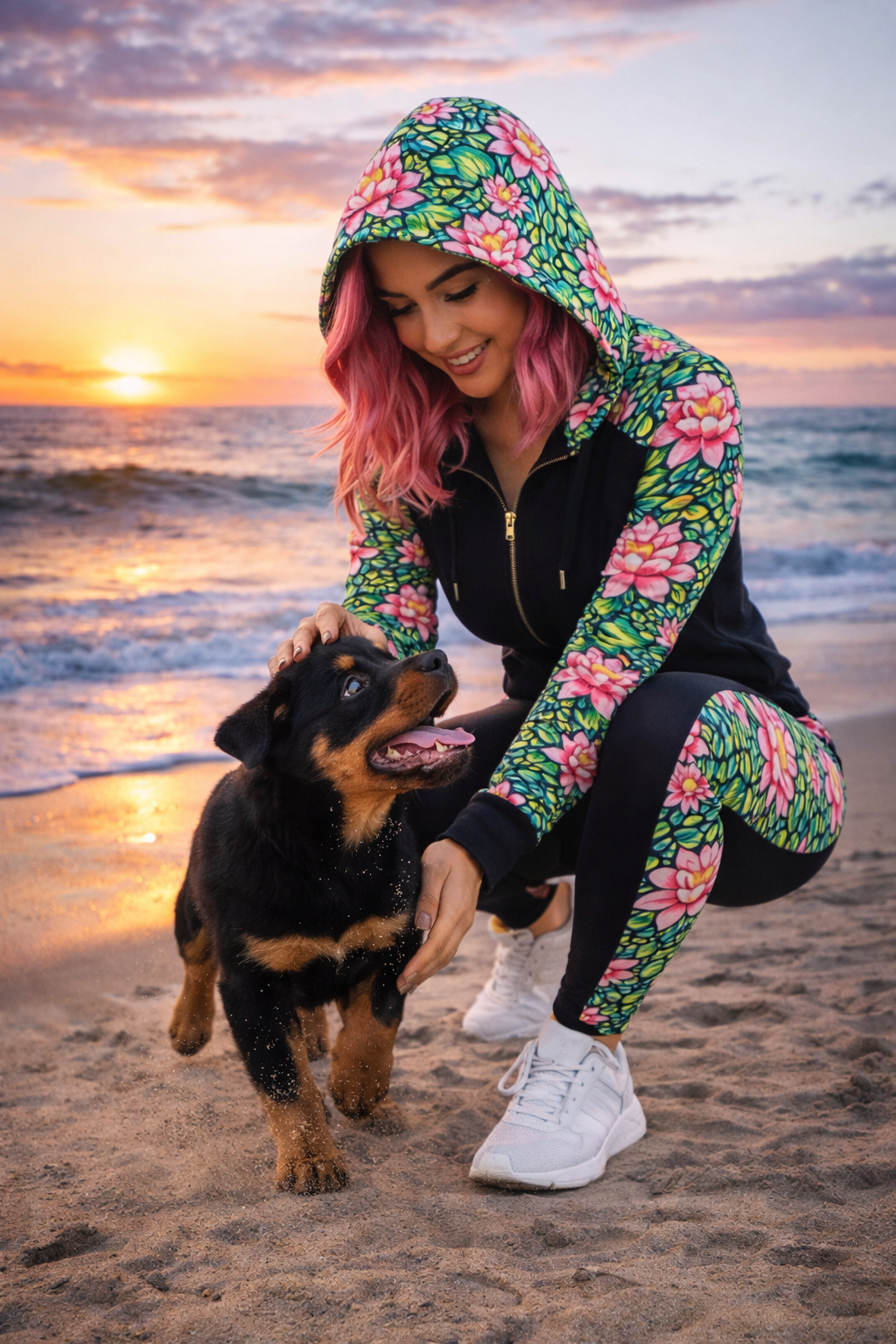 Lotus Flow Women's Casual Leggings — Floral Yoga Leggings