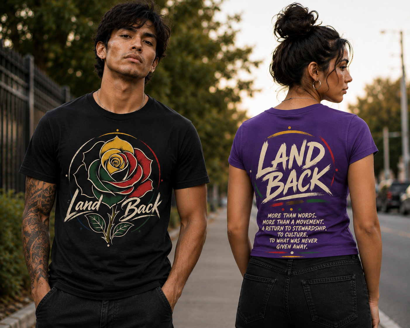 Land Back T-Shirt — 'Land Back: More Than Words' Indigenous Stewardship Tee