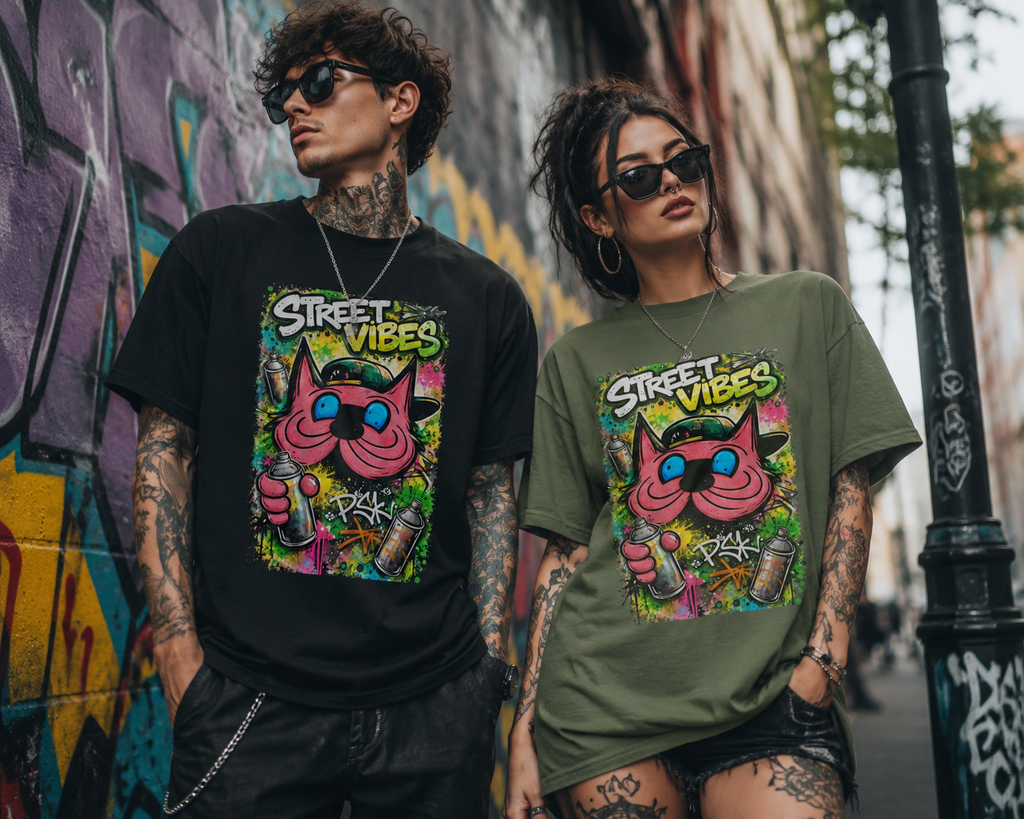 Street Vibes Graffiti Cat T-Shirt