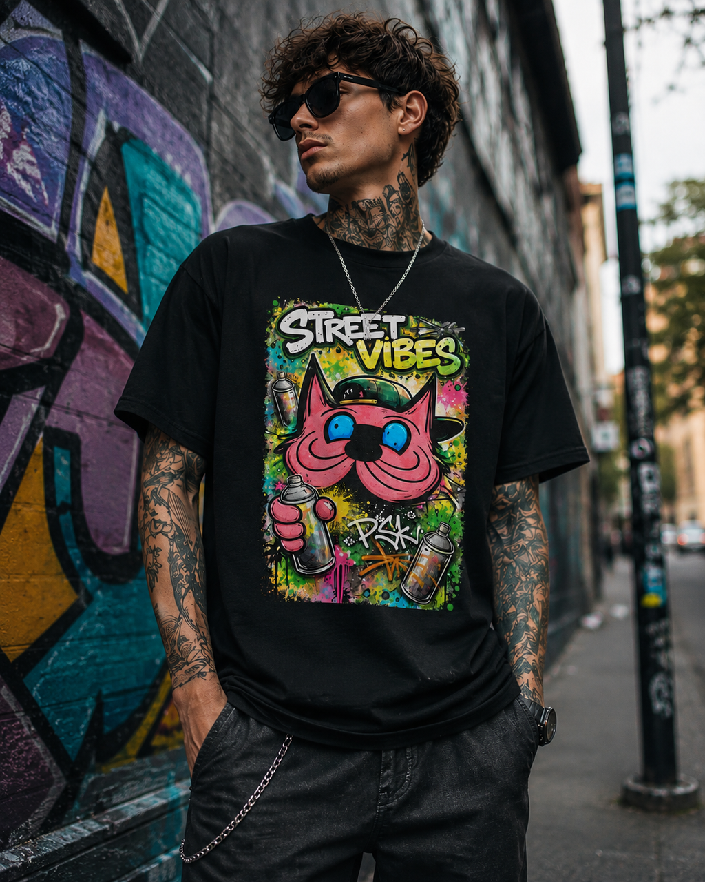 Street Vibes Graffiti Cat T-Shirt