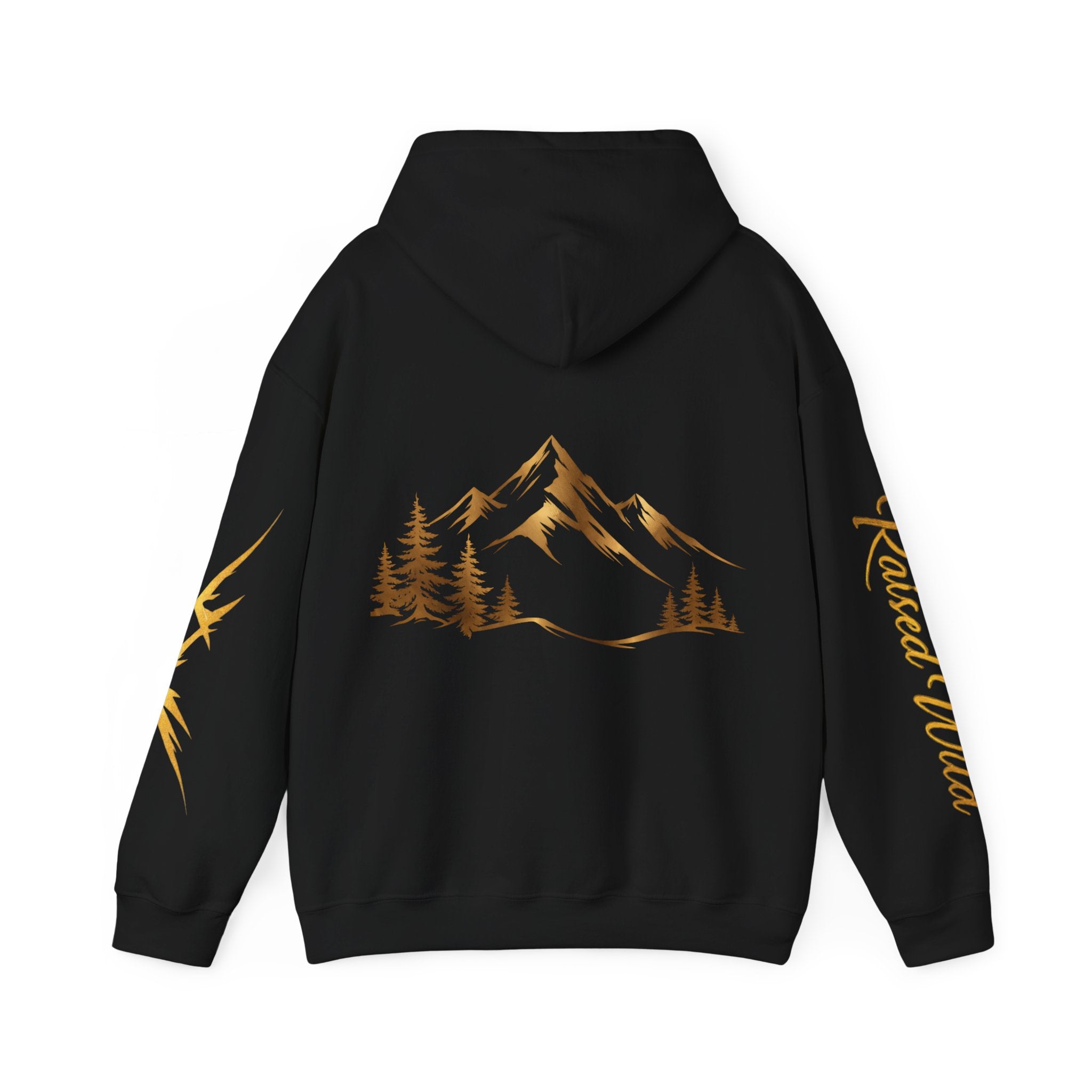 Golden Mountain Floral Hoodie — Nature-Inspired Adventure Pullover