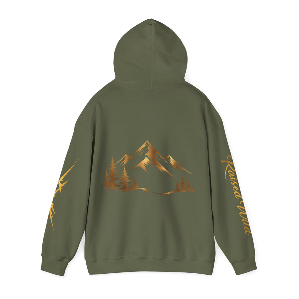 Golden Mountain Floral Hoodie — Nature-Inspired Adventure Pullover