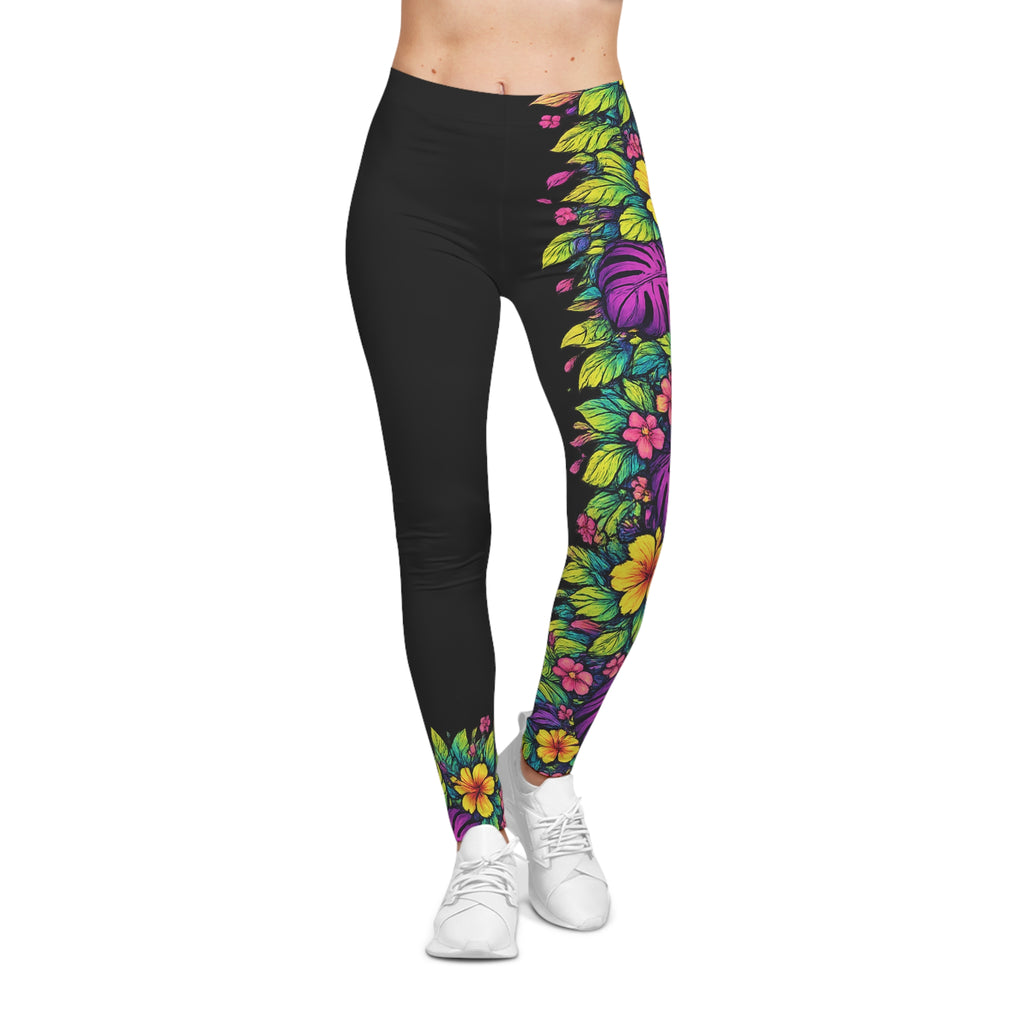 Black Tropical Jungle Leggings