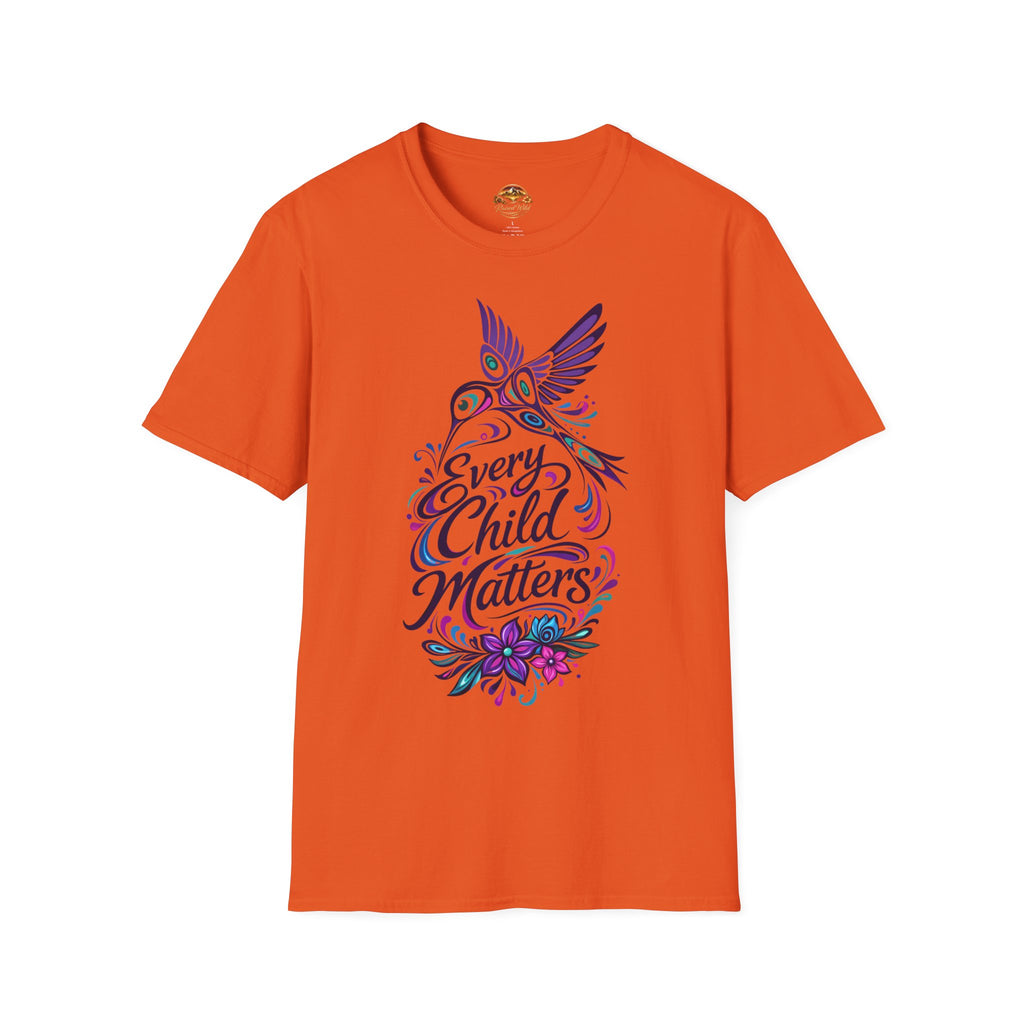 Every Child Matters T-Shirt — Orange Awareness Tee with Hummingbird & Floral Design