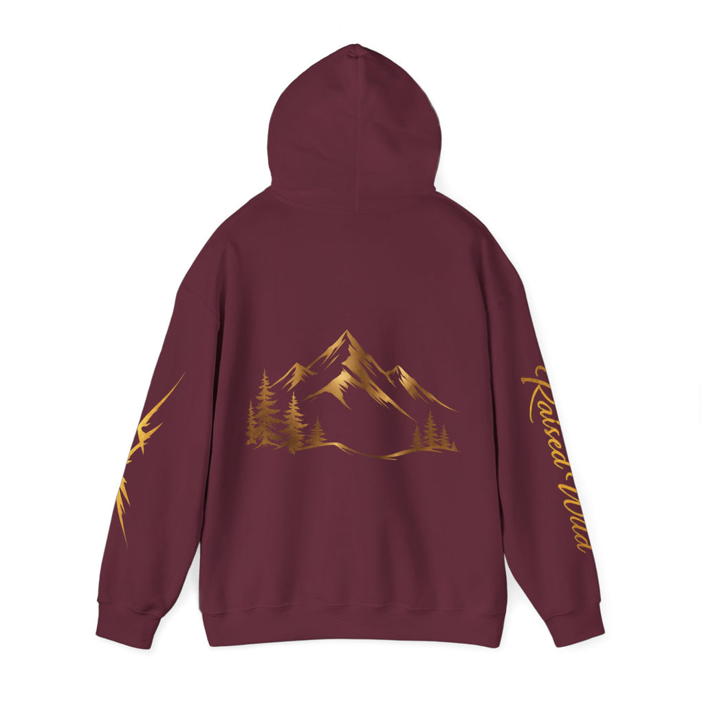Golden Mountain Floral Hoodie — Nature-Inspired Adventure Pullover