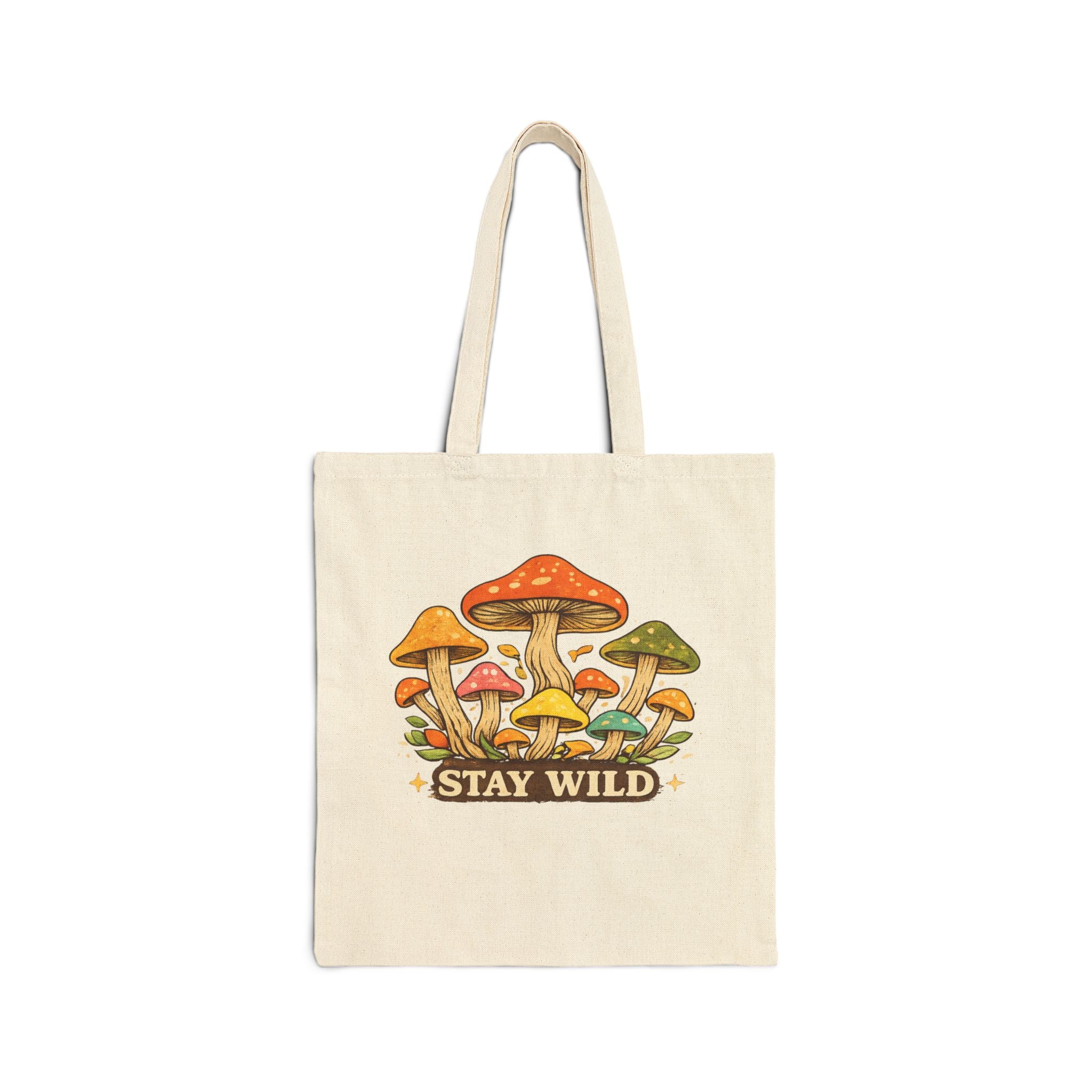 Stay Wild Mushroom Cotton Canvas Tote Bag — Multi-Use Market & Beach Bag