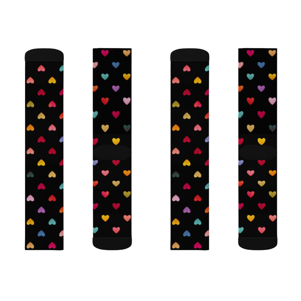 Wild Hearts Black Socks — Fun, Playful & Happy Pattern